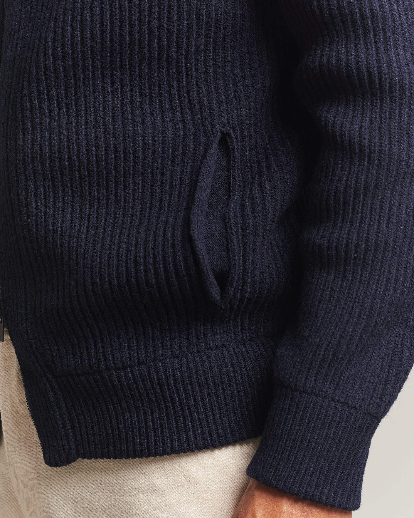 Heren | Truien | Altea | Rib Wool Bomber Cardigan Navy