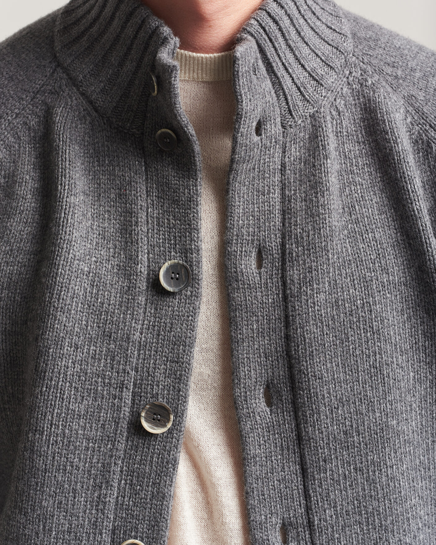 Heren | Truien | Altea | Raglan Sleeve Buttoned Cardigan Grey Melange