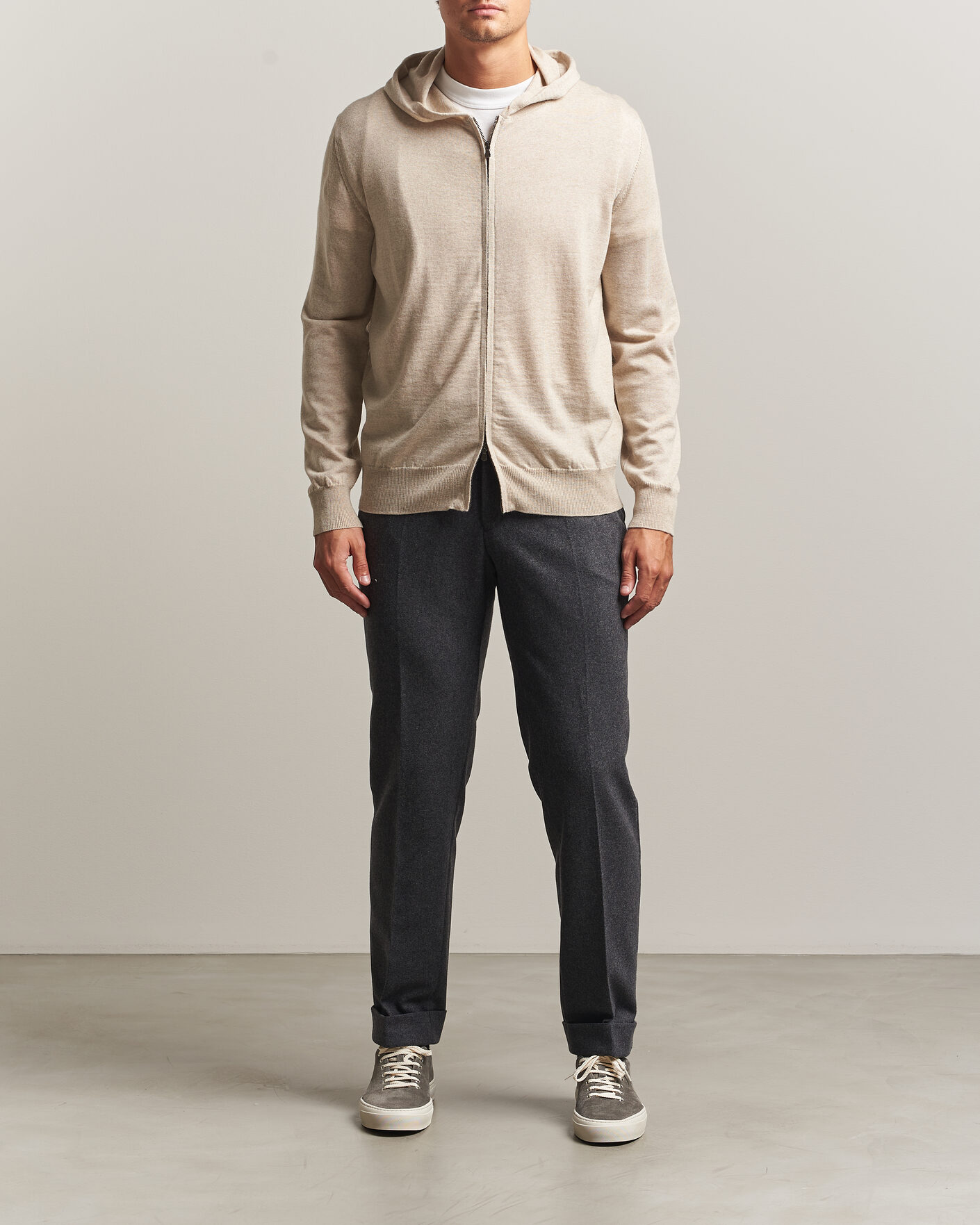 Heren | Truien | Altea | Merino Wool Cardigan Beige