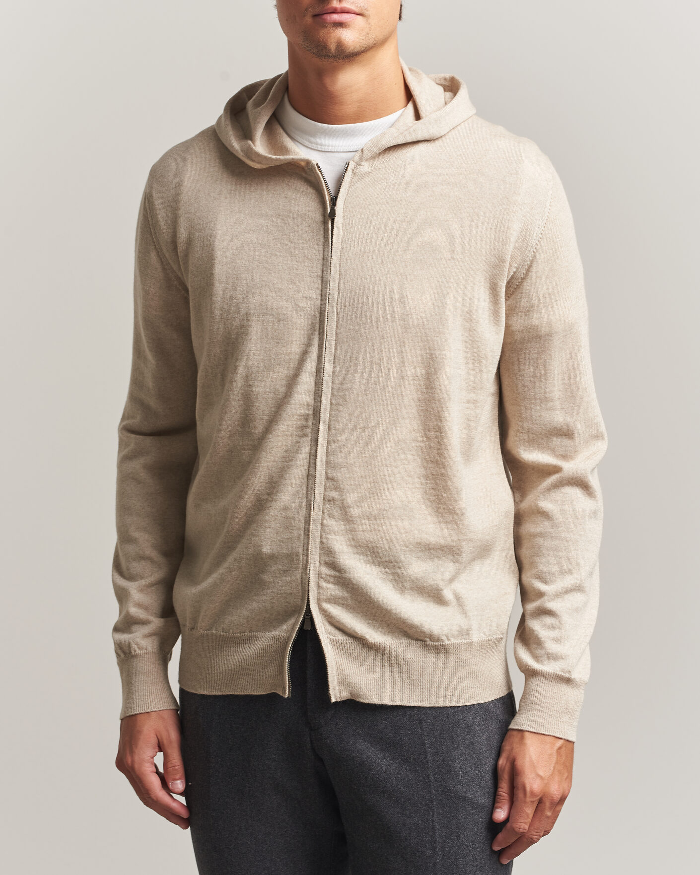 Heren | Truien | Altea | Merino Wool Cardigan Beige
