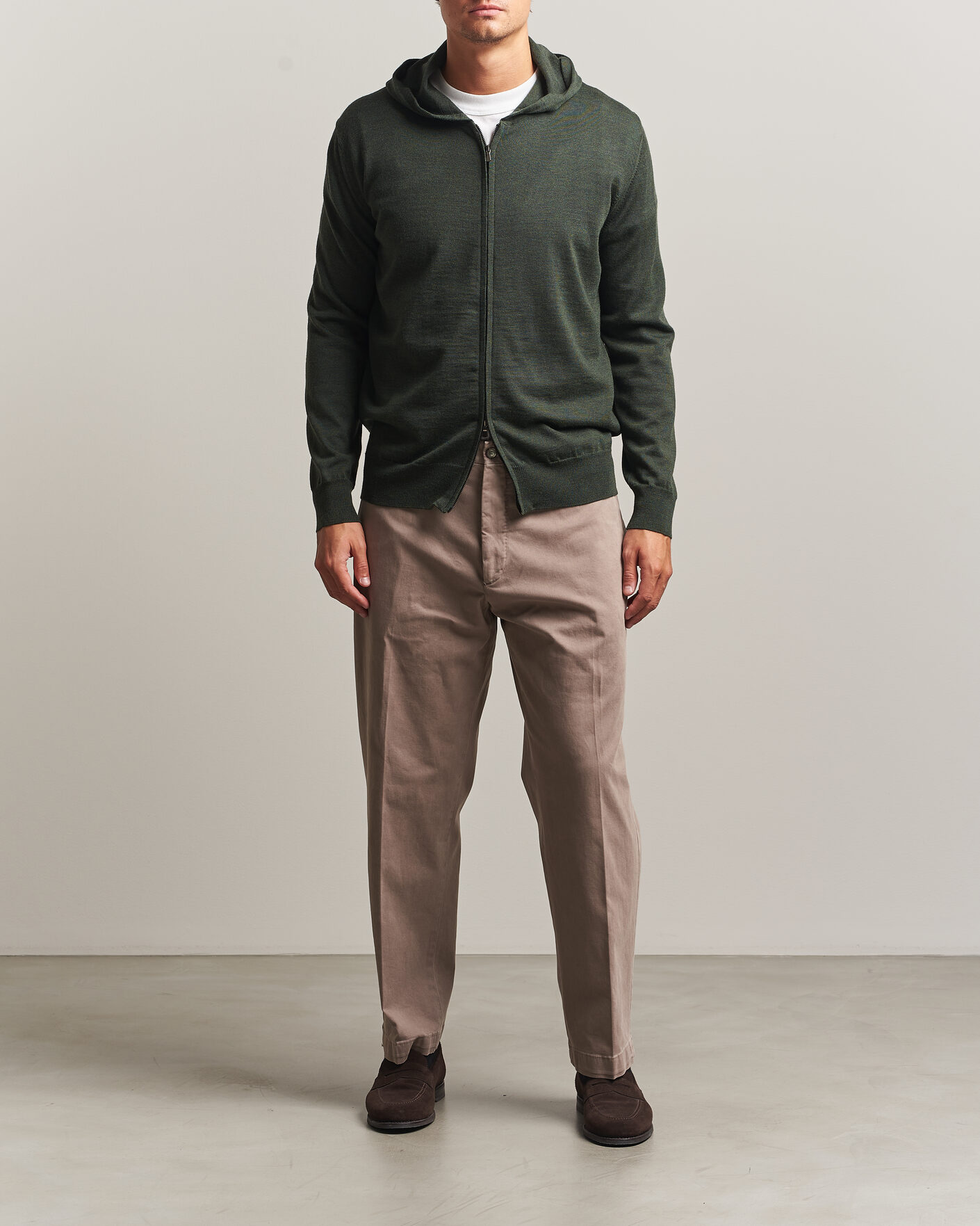 Heren | Truien | Altea | Merino Wool Cardigan Dark Military