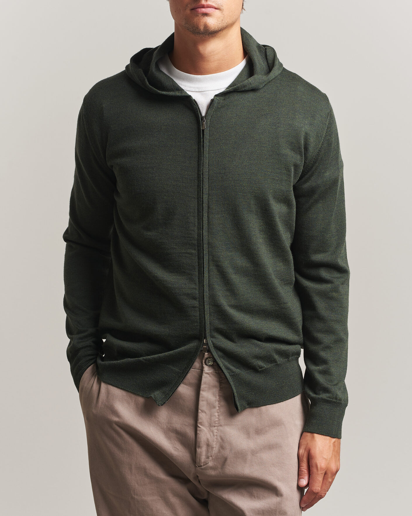 Heren | Truien | Altea | Merino Wool Cardigan Dark Military