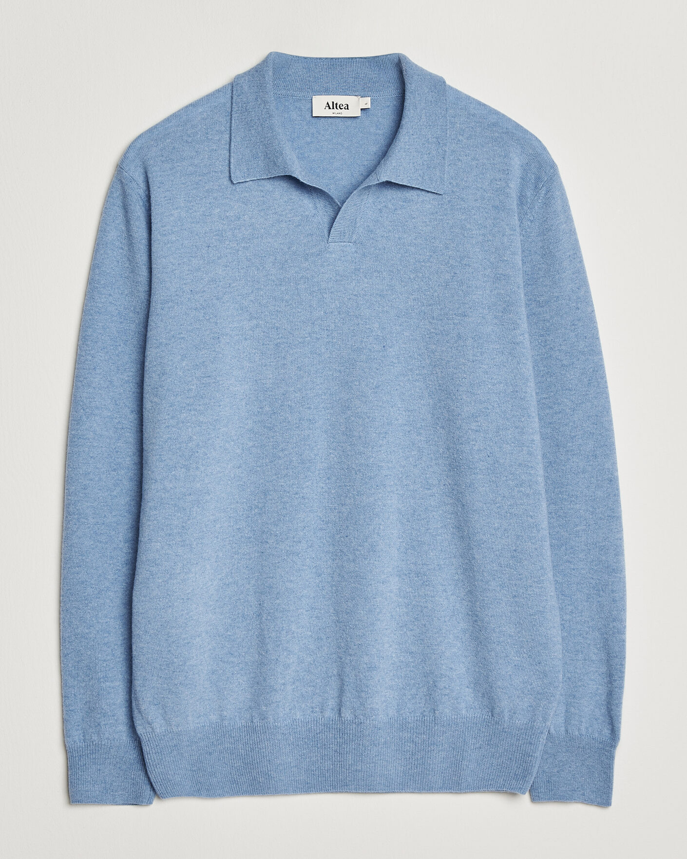 Heren | Truien | Altea | Long Sleeve Knitted Polo Sky Blue