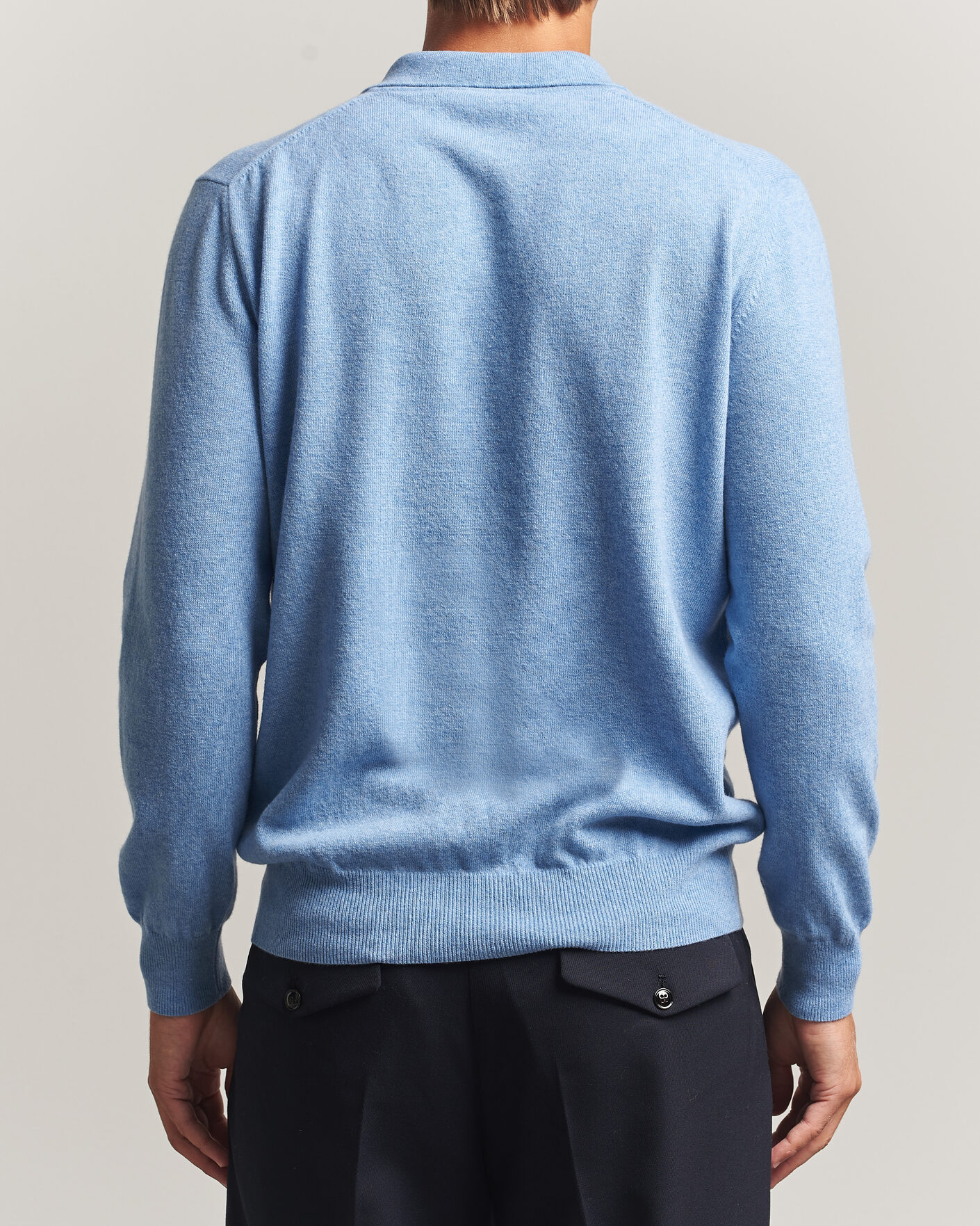 Heren | Truien | Altea | Long Sleeve Knitted Polo Sky Blue