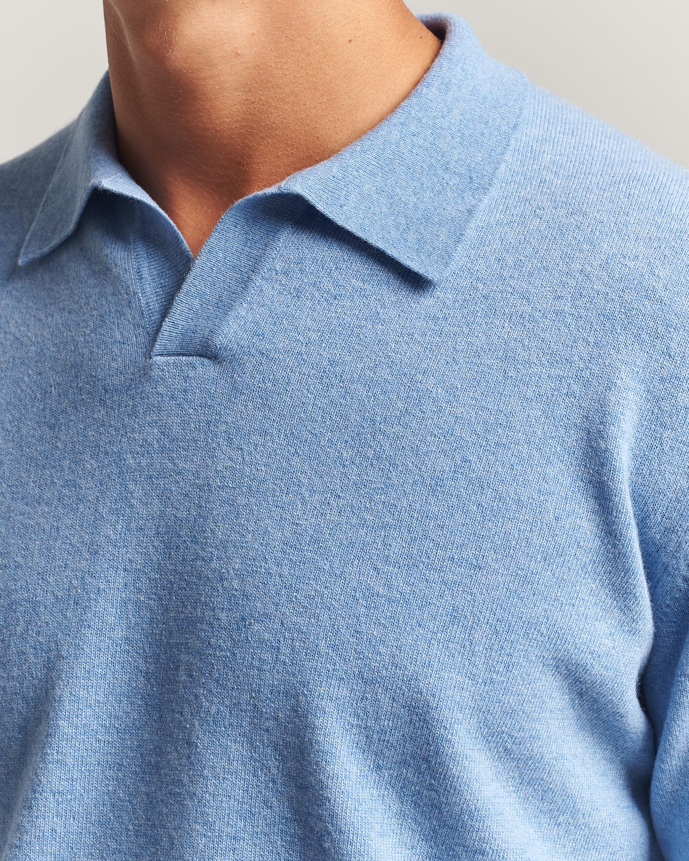 Heren | Truien | Altea | Long Sleeve Knitted Polo Sky Blue