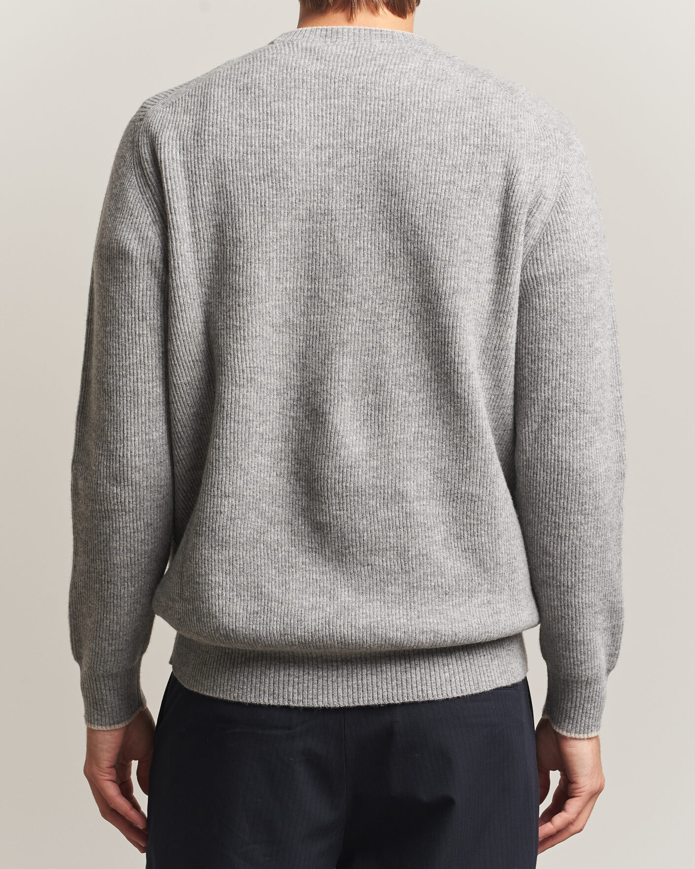 Heren | Truien | Altea | Rib Wool Raglan Sweater Light Grey