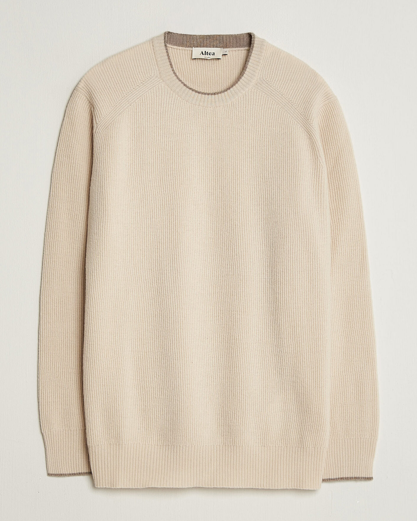 Heren | Truien | Altea | Rib Wool Raglan Sweater Cream