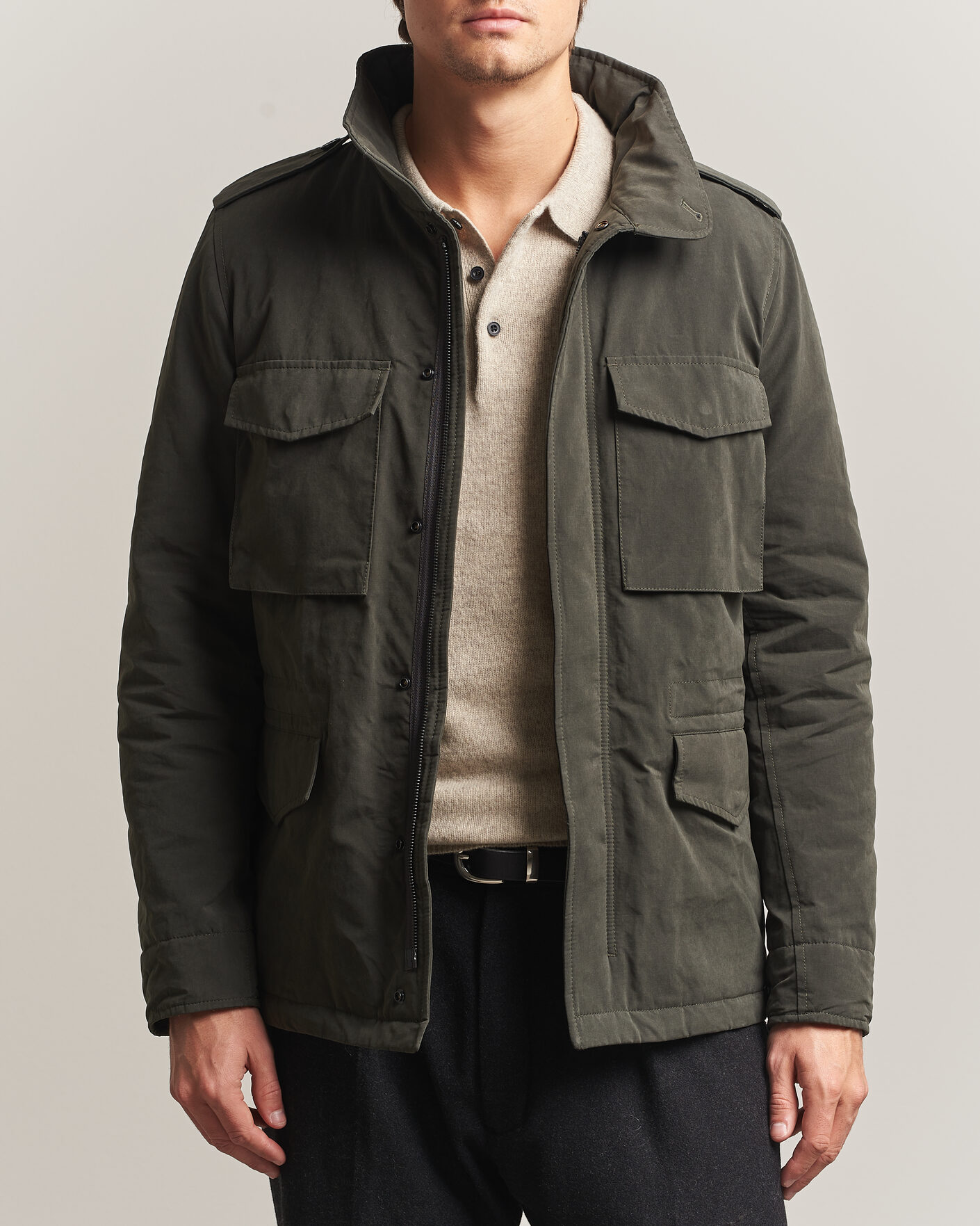 Heren | Jassen | Aspesi | Lined Cotton Field Jacket Grey