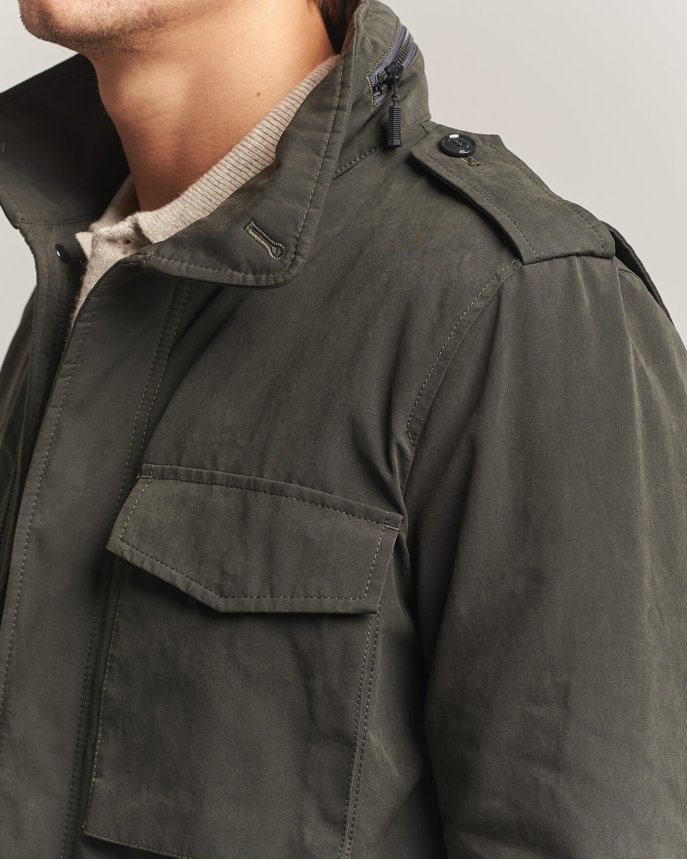 Heren | Jassen | Aspesi | Lined Cotton Field Jacket Grey