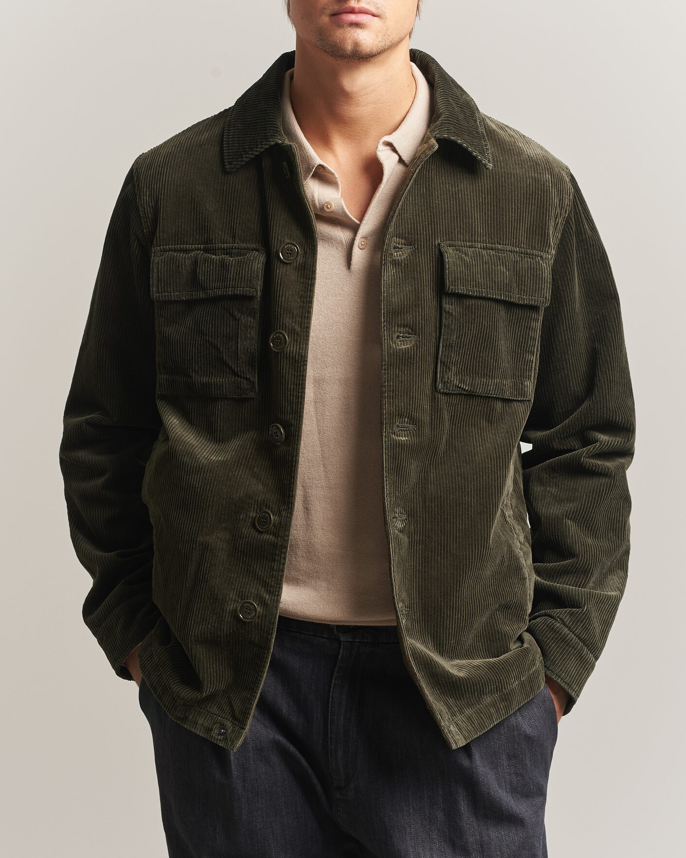 Heren | Jassen | Aspesi | Tigre Corduroy Shirt Jacket Military