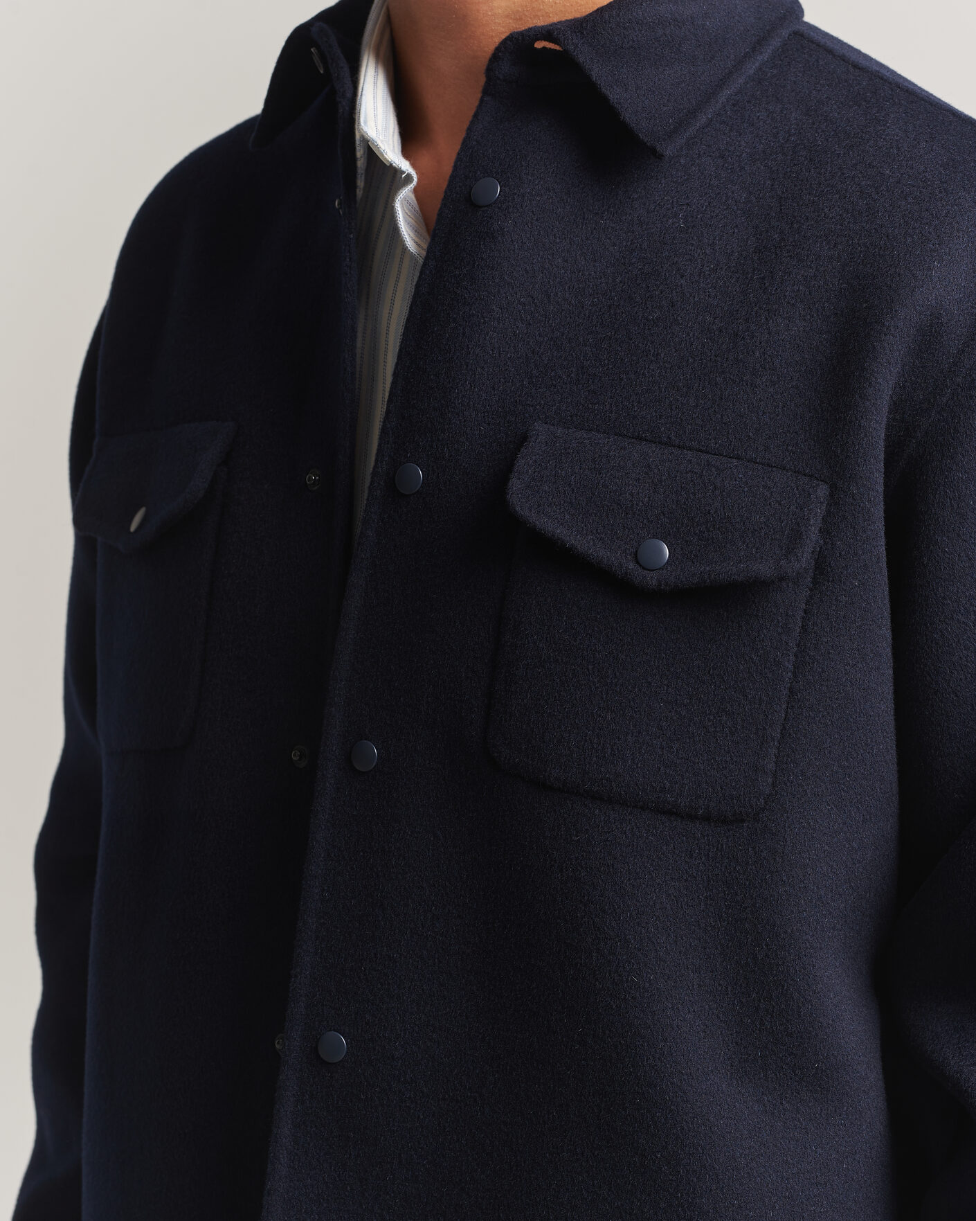 Heren | Jassen | Aspesi | Double Wool Shirt Jacket Navy
