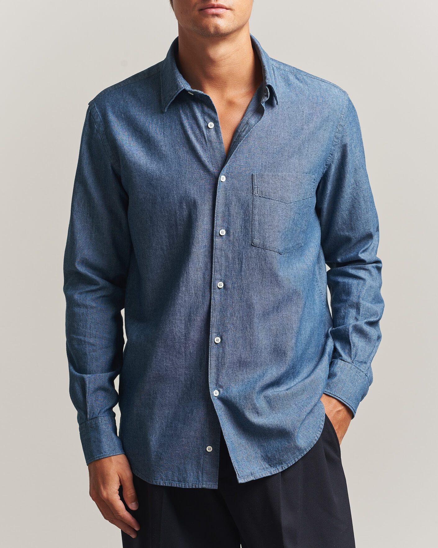 Heren | Overhemden | Aspesi | Chambray Shirt Blue Denim