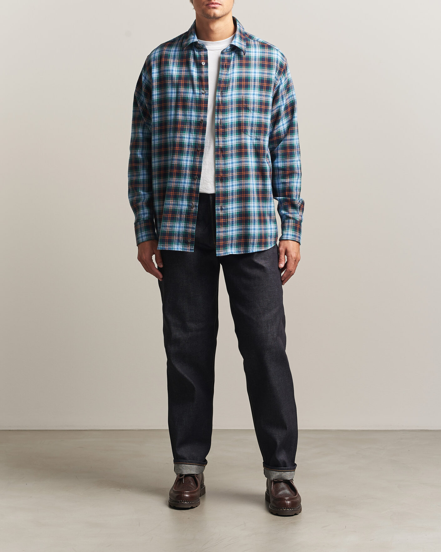 Heren | Overhemden | Aspesi | Flannel Shirt Blue Check