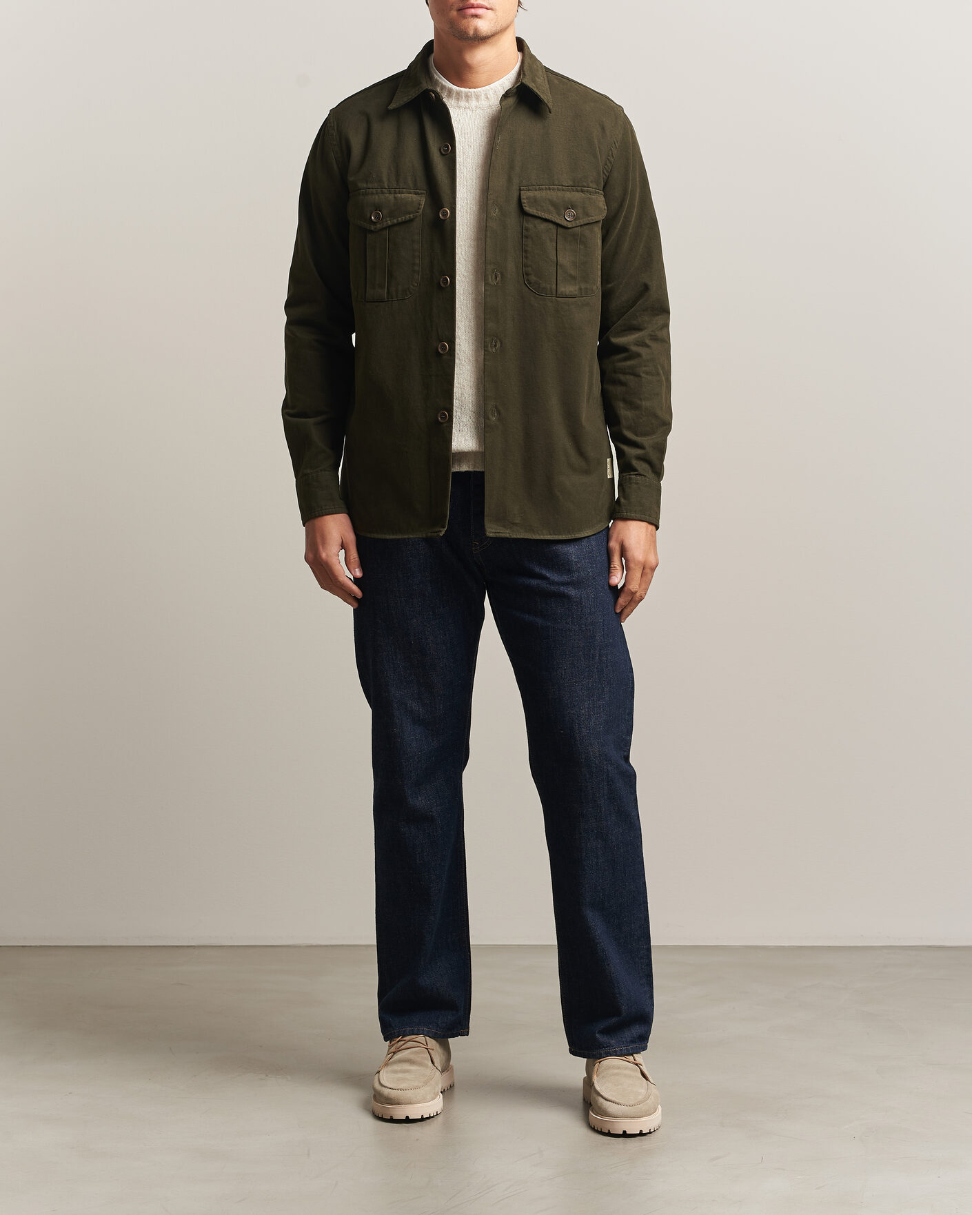 Heren | Overhemden | Aspesi | Twill Cotton Overshirt Military