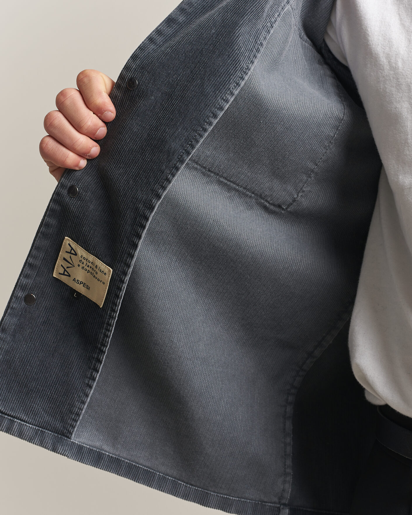Heren | Overhemden | Aspesi | Double Pocket Corduroy Overshirt Washed Black