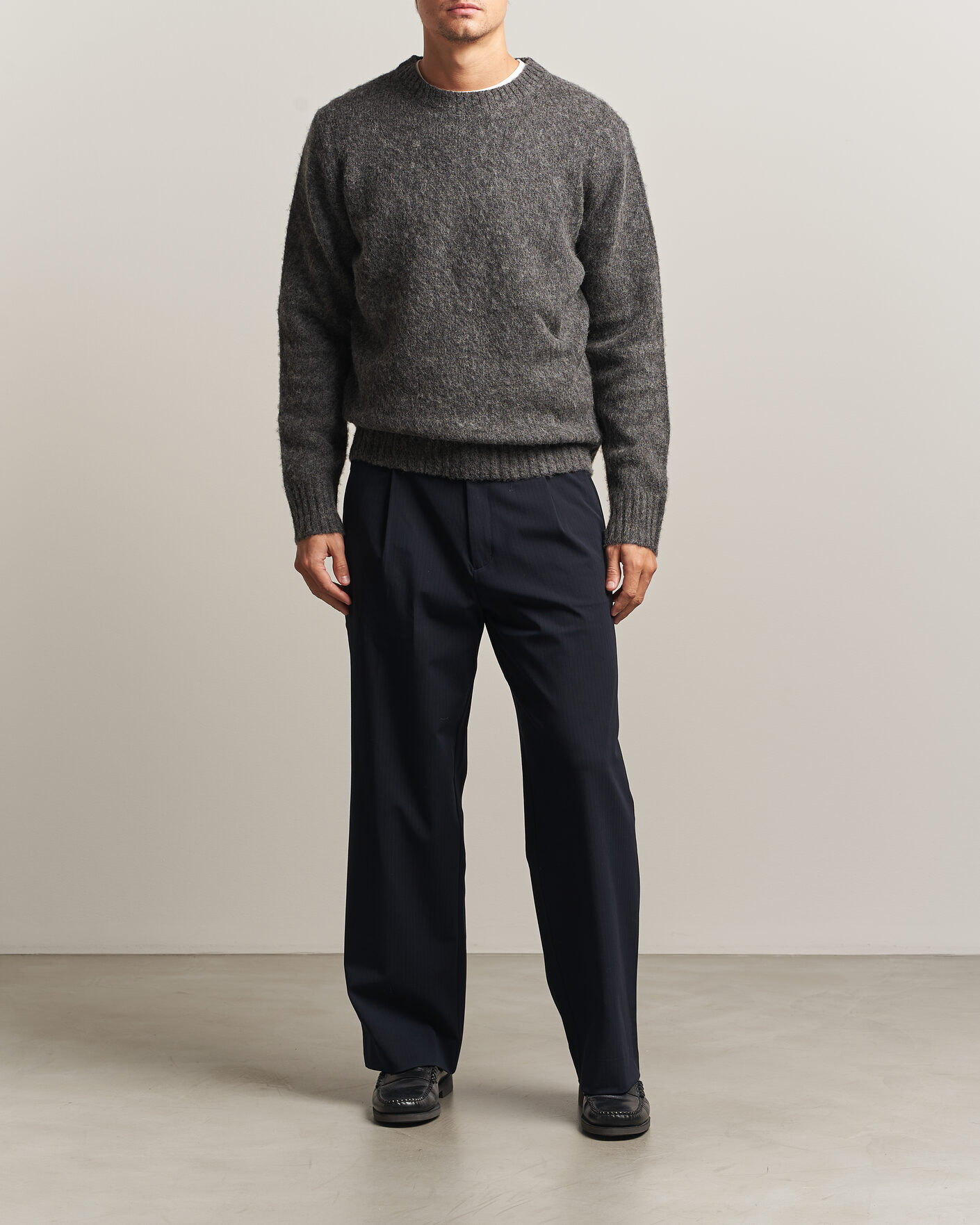 Heren | Truien | Aspesi | Brushed Shetland Sweater Grey Melange