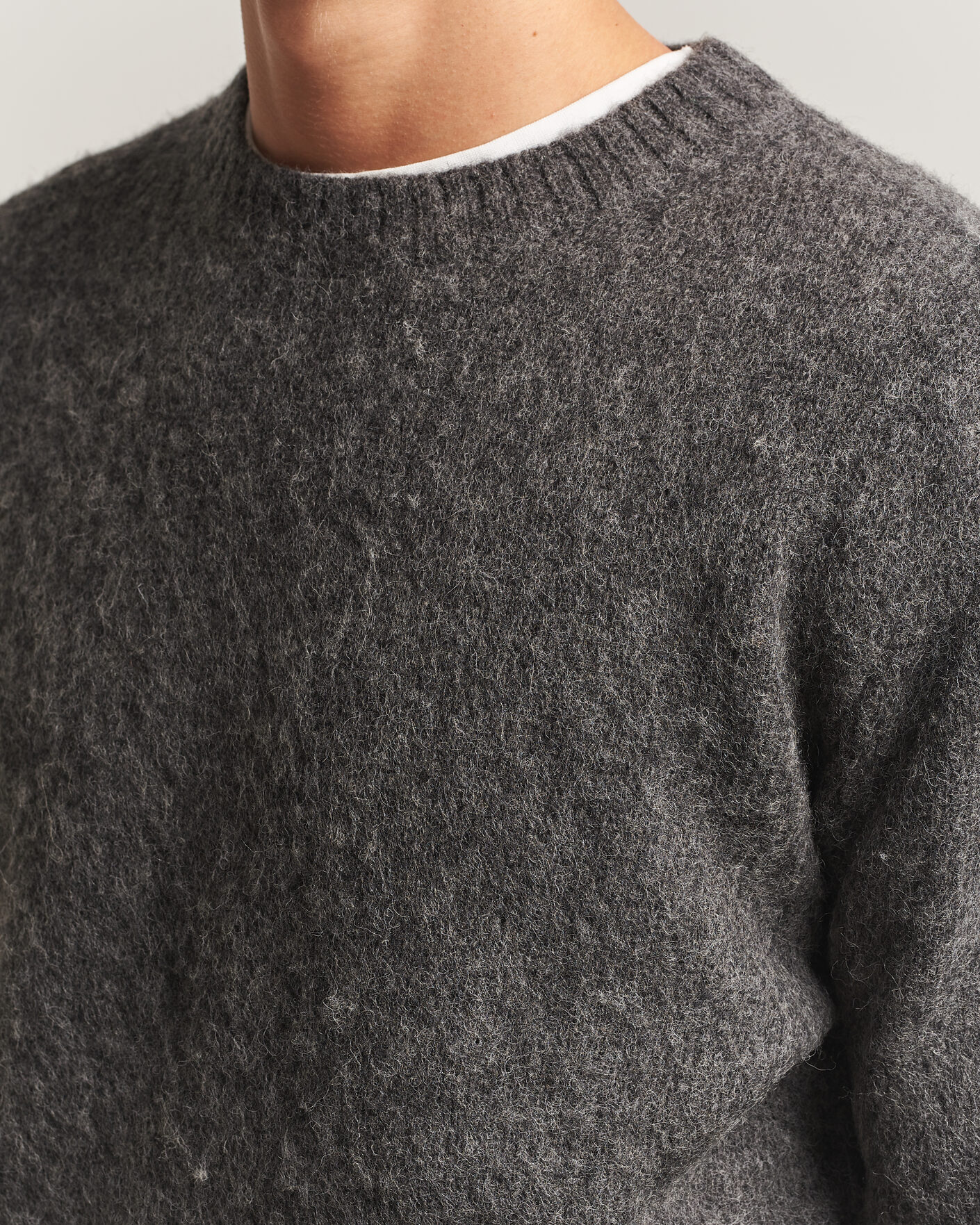 Heren | Truien | Aspesi | Brushed Shetland Sweater Grey Melange