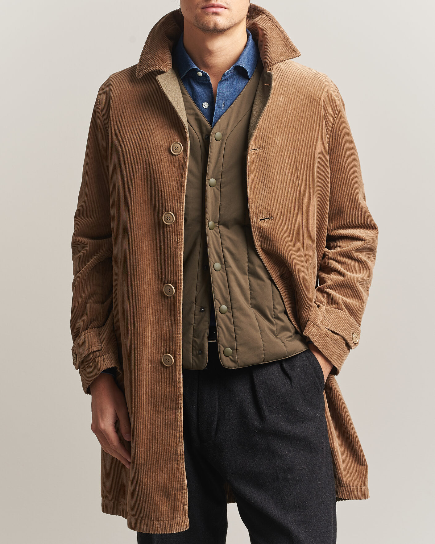 Heren | Jassen | Aspesi | Corduroy Raglan Coat Beige