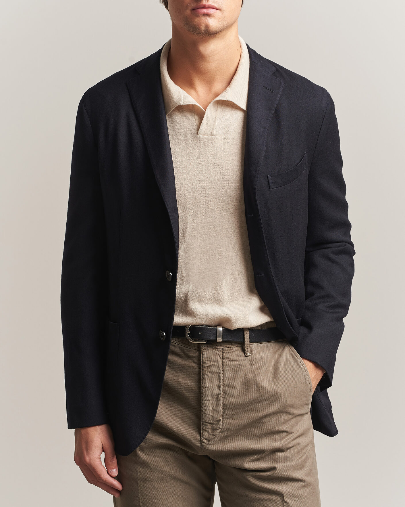 Heren | Blazers | Boglioli | K Jacket Soft Touch Flannel Blazer Navy