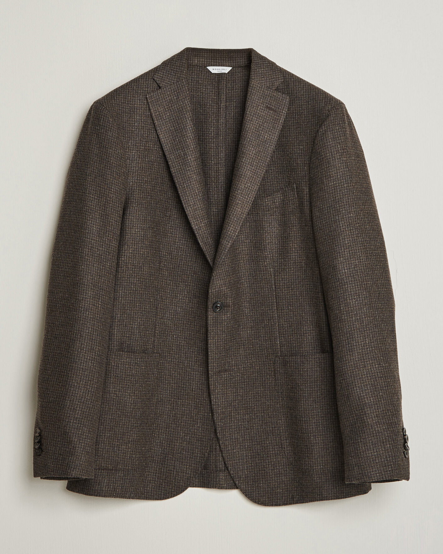 Heren | Blazers | Boglioli | K Jacket Wool Houndstooth Blazer Dark Brown