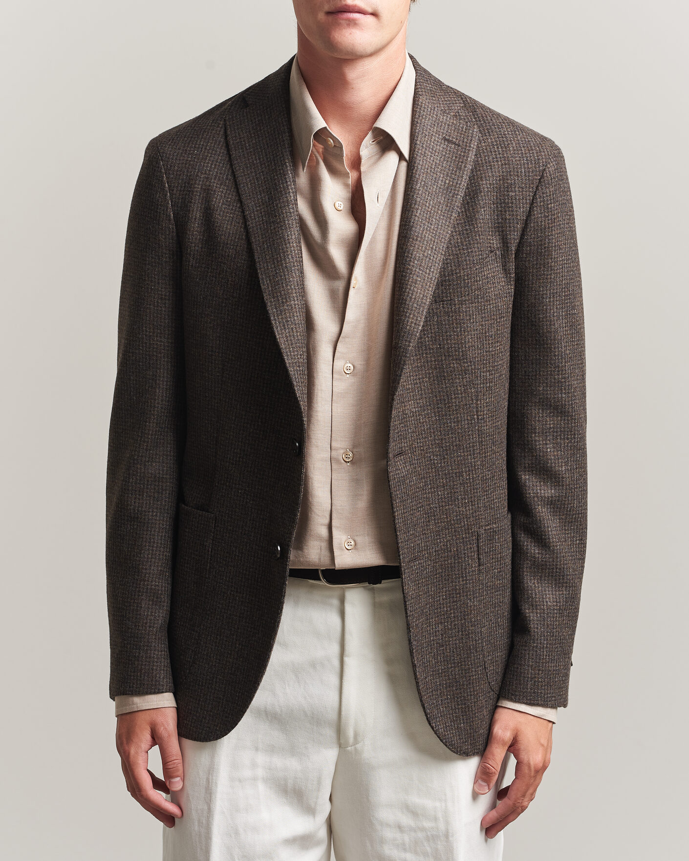 Heren | Blazers | Boglioli | K Jacket Wool Houndstooth Blazer Dark Brown