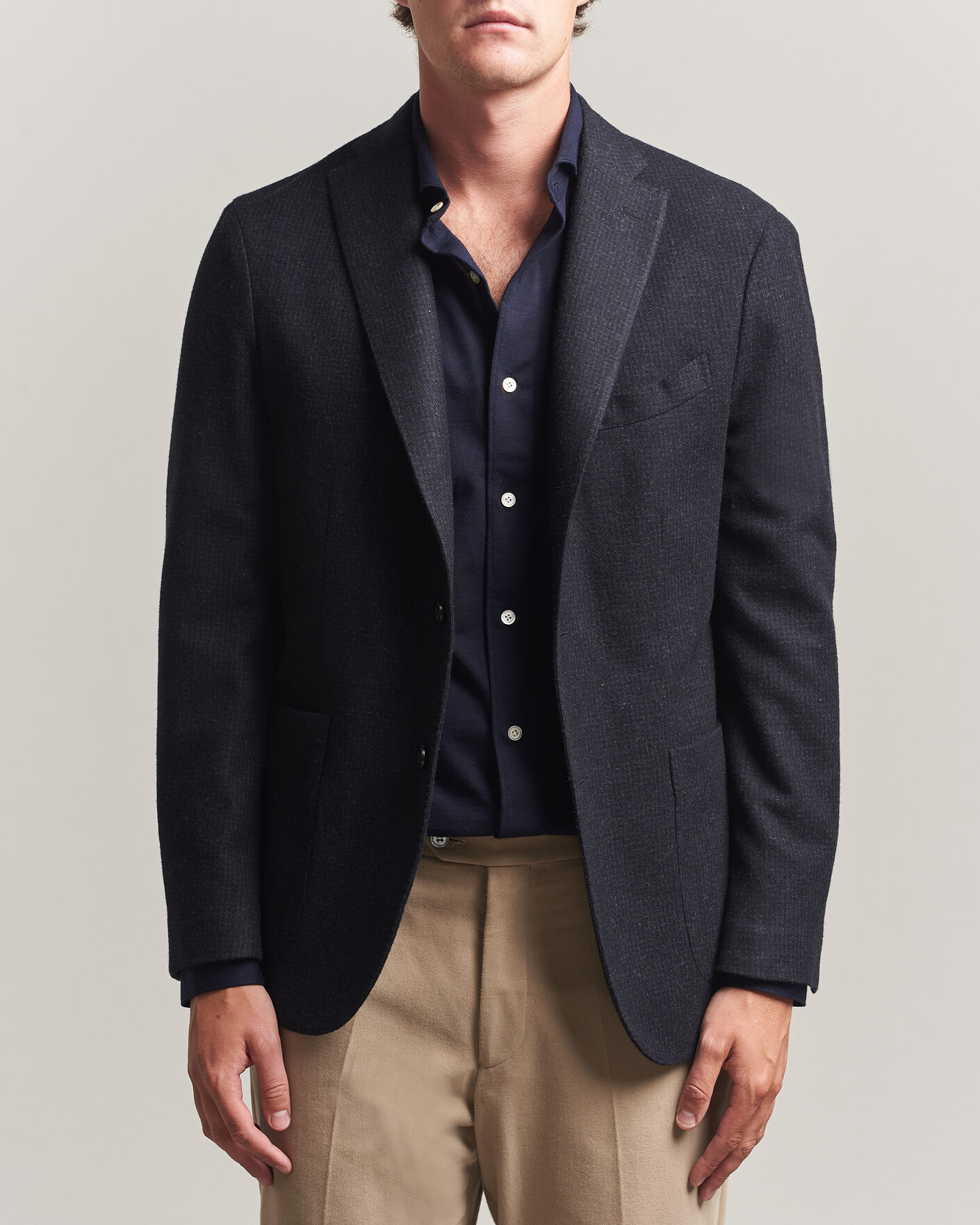 Heren | Blazers | Boglioli | K Jacket Wool Houndstooth Blazer Navy