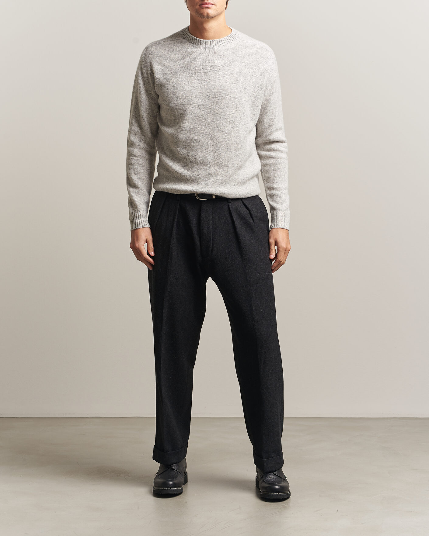 Heren | Truien | Boglioli | Cloud Cashmere Crew Neck Light Grey