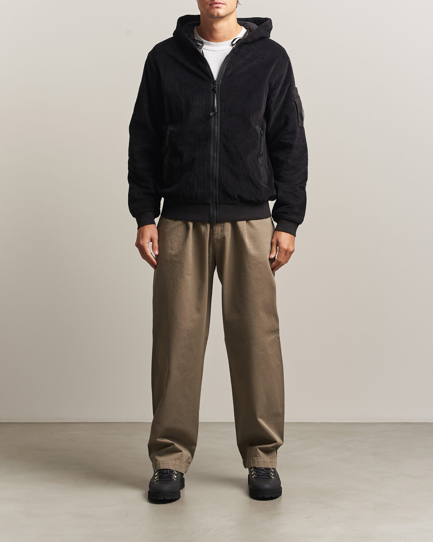 Heren | Jassen | C.P. Company | Light Padded Hood Corduroy Jacket Black