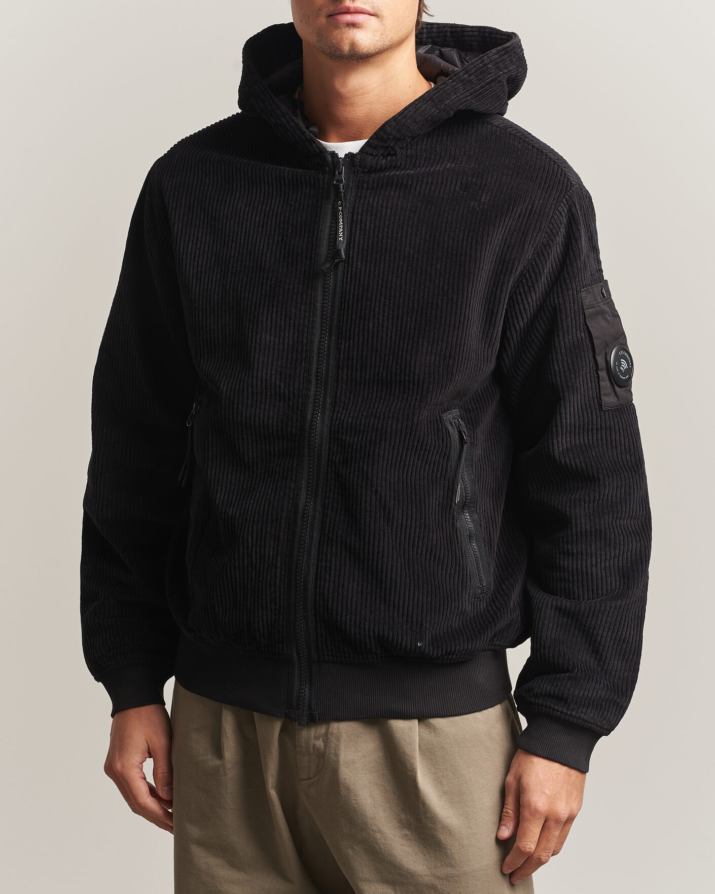 Heren | Jassen | C.P. Company | Light Padded Hood Corduroy Jacket Black