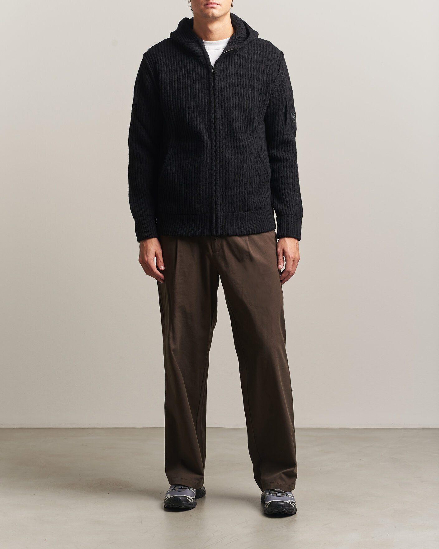 Heren | Truien | C.P. Company | Heavy Lambswool Hood Zip Black