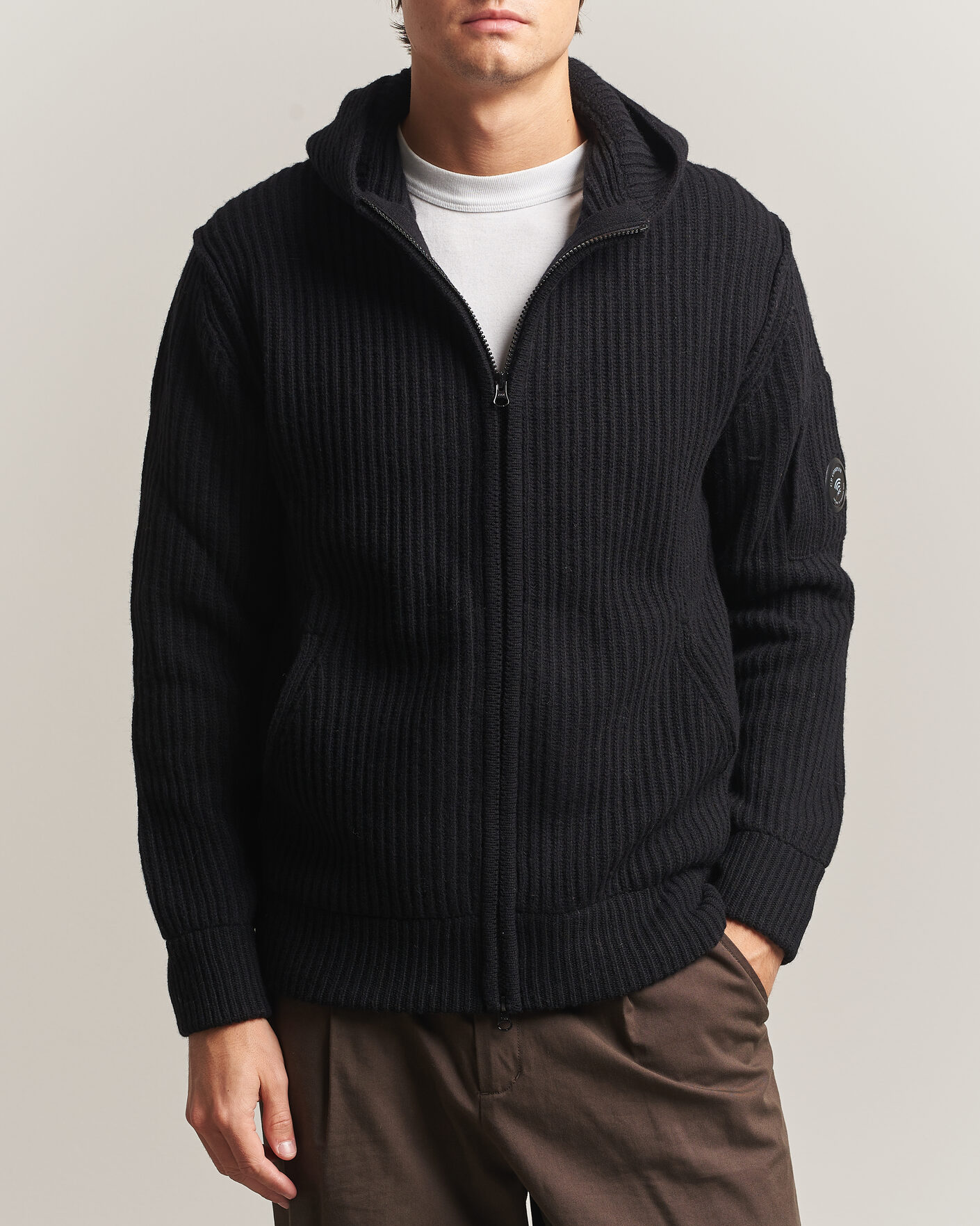 Heren | Truien | C.P. Company | Heavy Lambswool Hood Zip Black