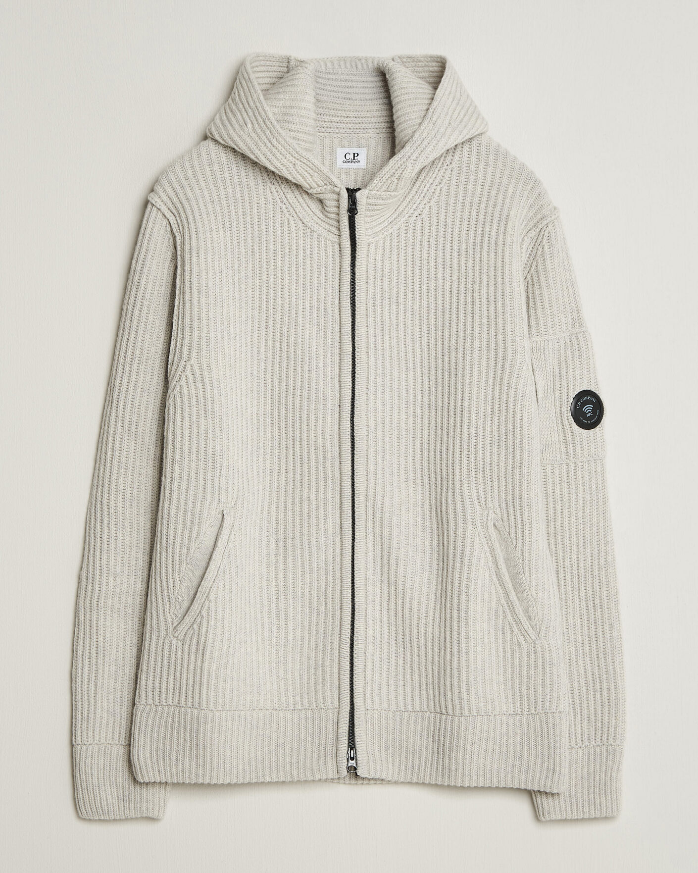 Heren | Truien | C.P. Company | Heavy Lambswool Hood Zip Light Grey