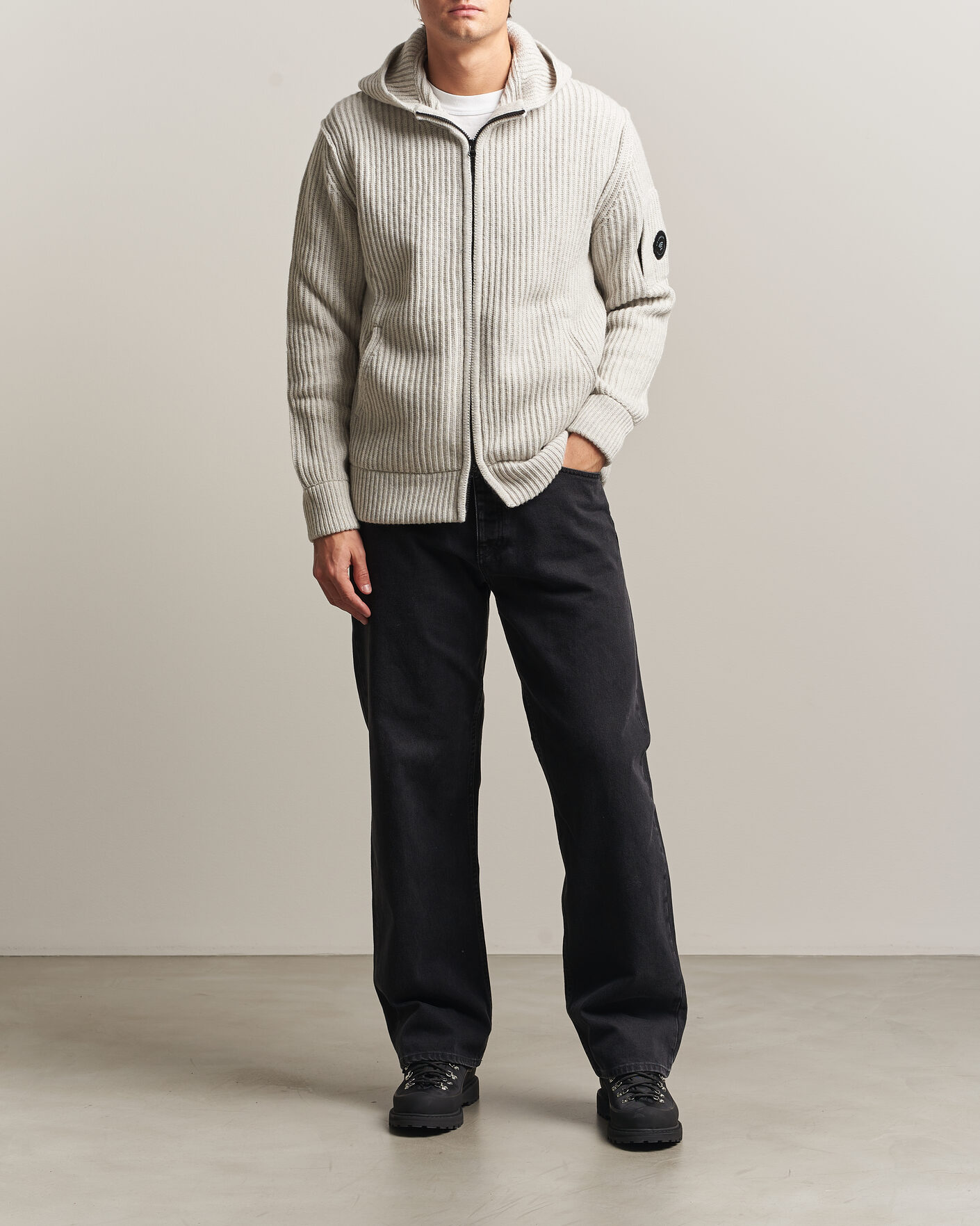 Heren | Truien | C.P. Company | Heavy Lambswool Hood Zip Light Grey