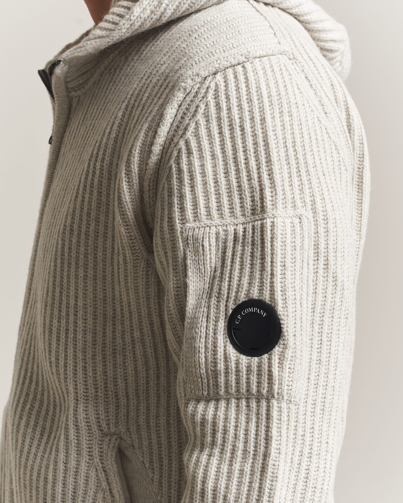 Heren | Truien | C.P. Company | Heavy Lambswool Hood Zip Light Grey