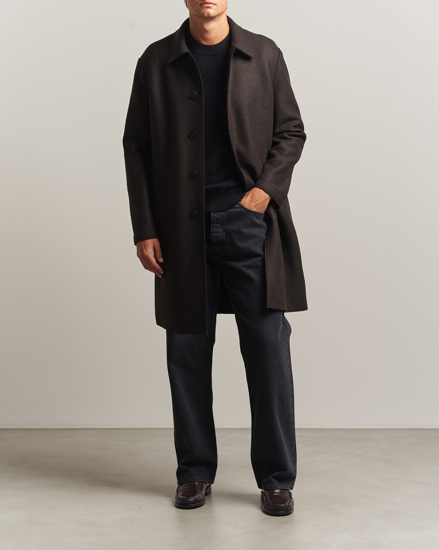 Heren | Jassen | Harris Wharf London | Pressed Wool Mac Coat Dark Brown