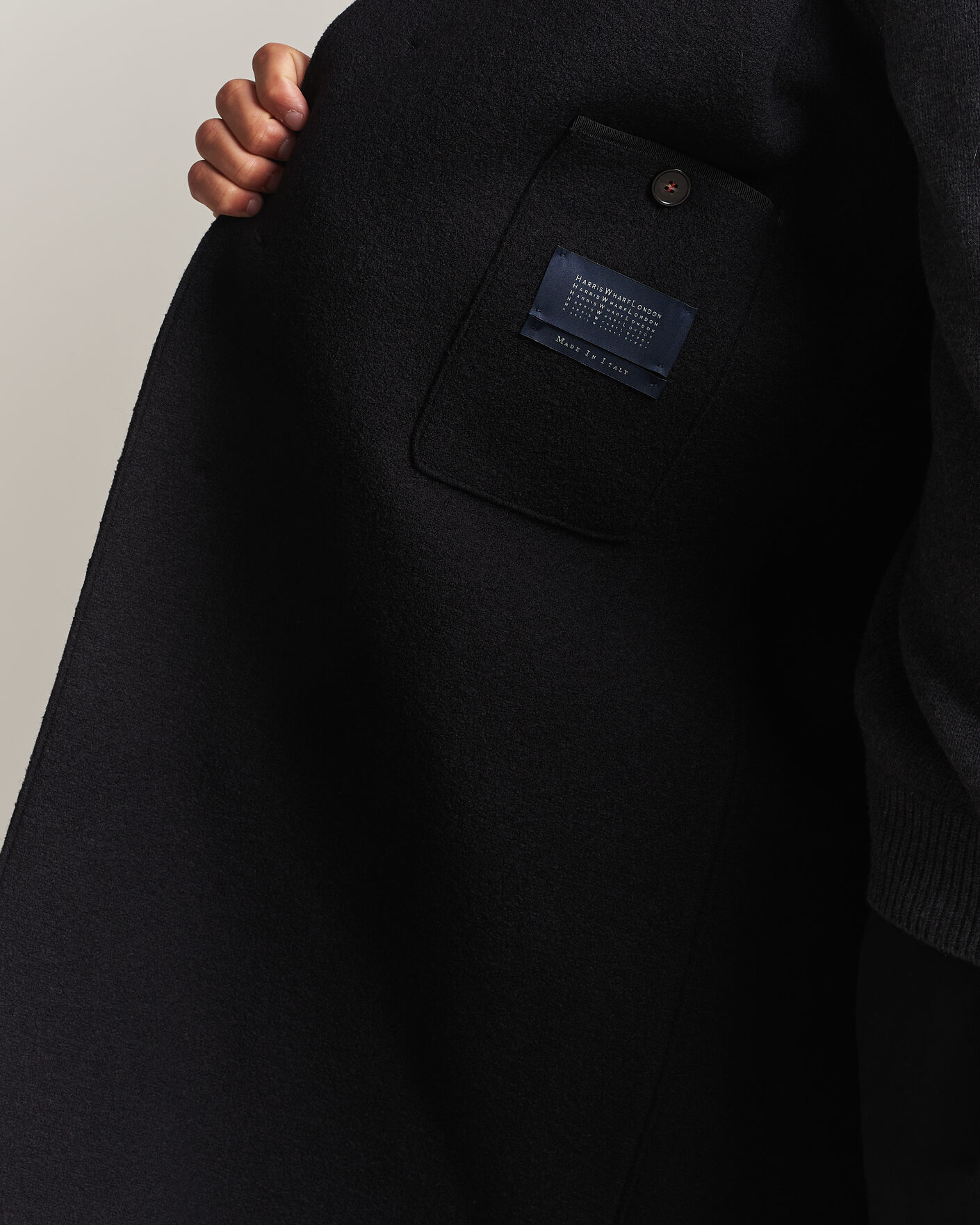 Heren | Jassen | Harris Wharf London | Boiled Wool Fly Front Balmacan Coat Black