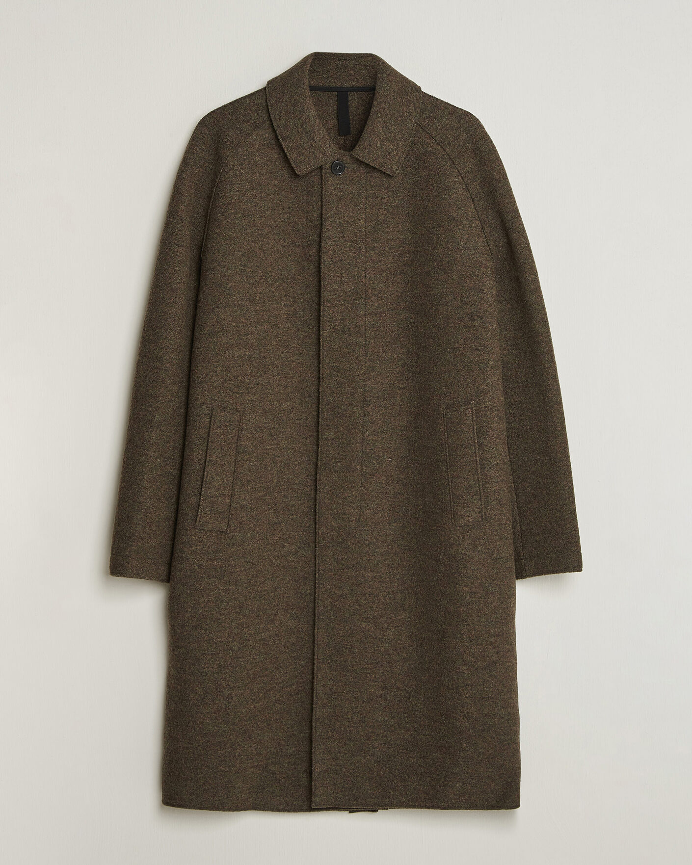 Heren | Jassen | Harris Wharf London | Boiled Wool Fly Front Balmacan Coat Brown/Green