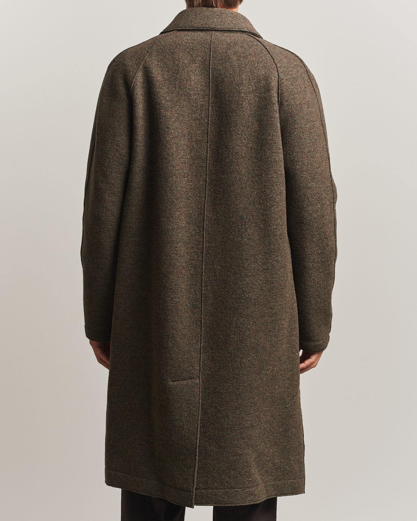 Heren | Jassen | Harris Wharf London | Boiled Wool Fly Front Balmacan Coat Brown/Green