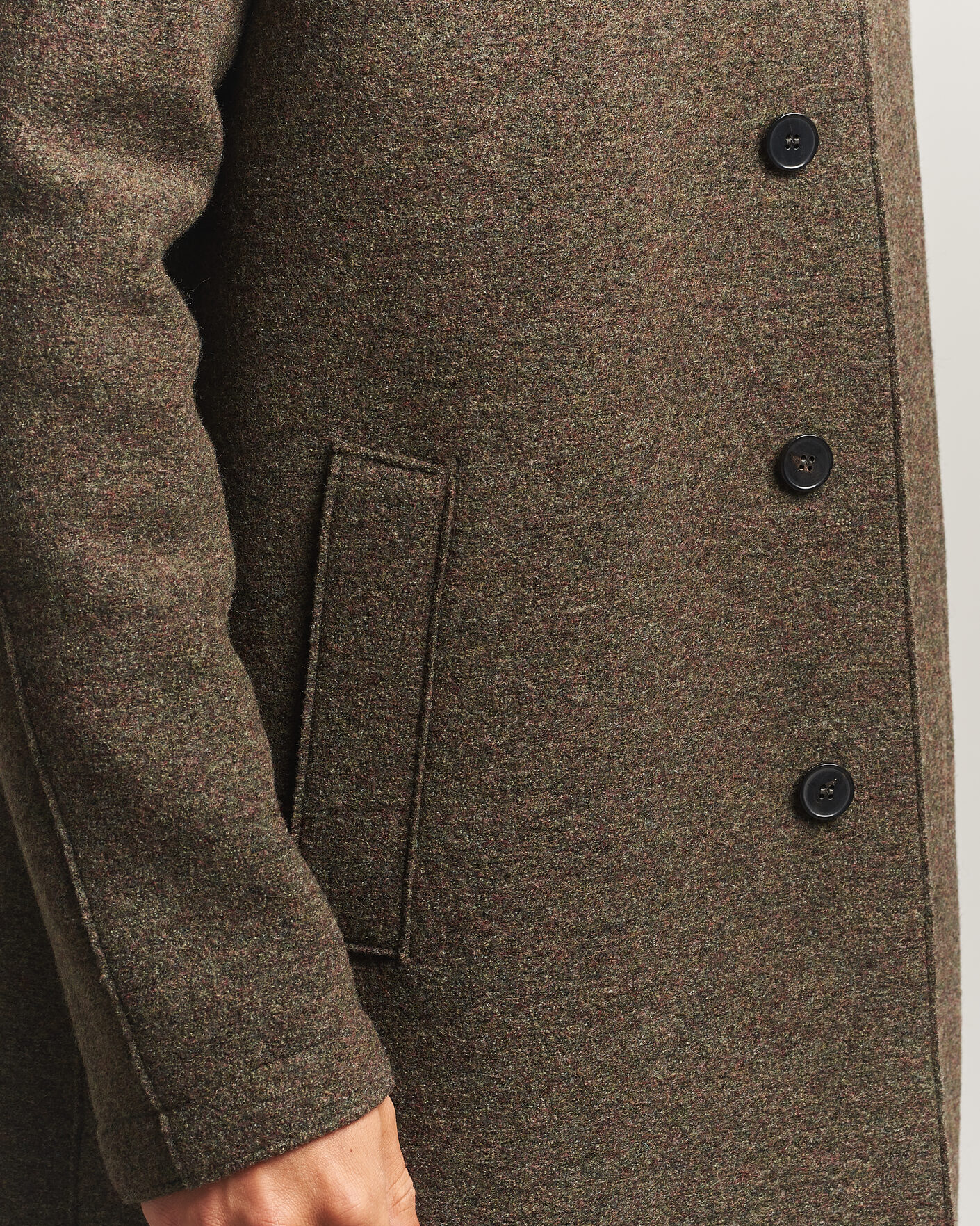Heren | Jassen | Harris Wharf London | Boiled Wool Fly Front Balmacan Coat Brown/Green