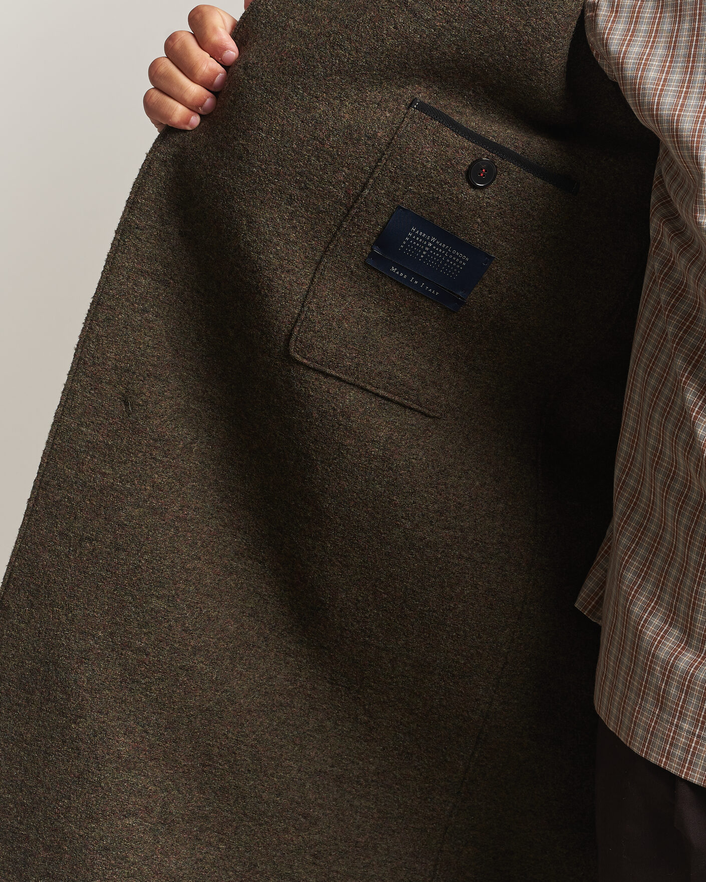 Heren | Jassen | Harris Wharf London | Boiled Wool Fly Front Balmacan Coat Brown/Green