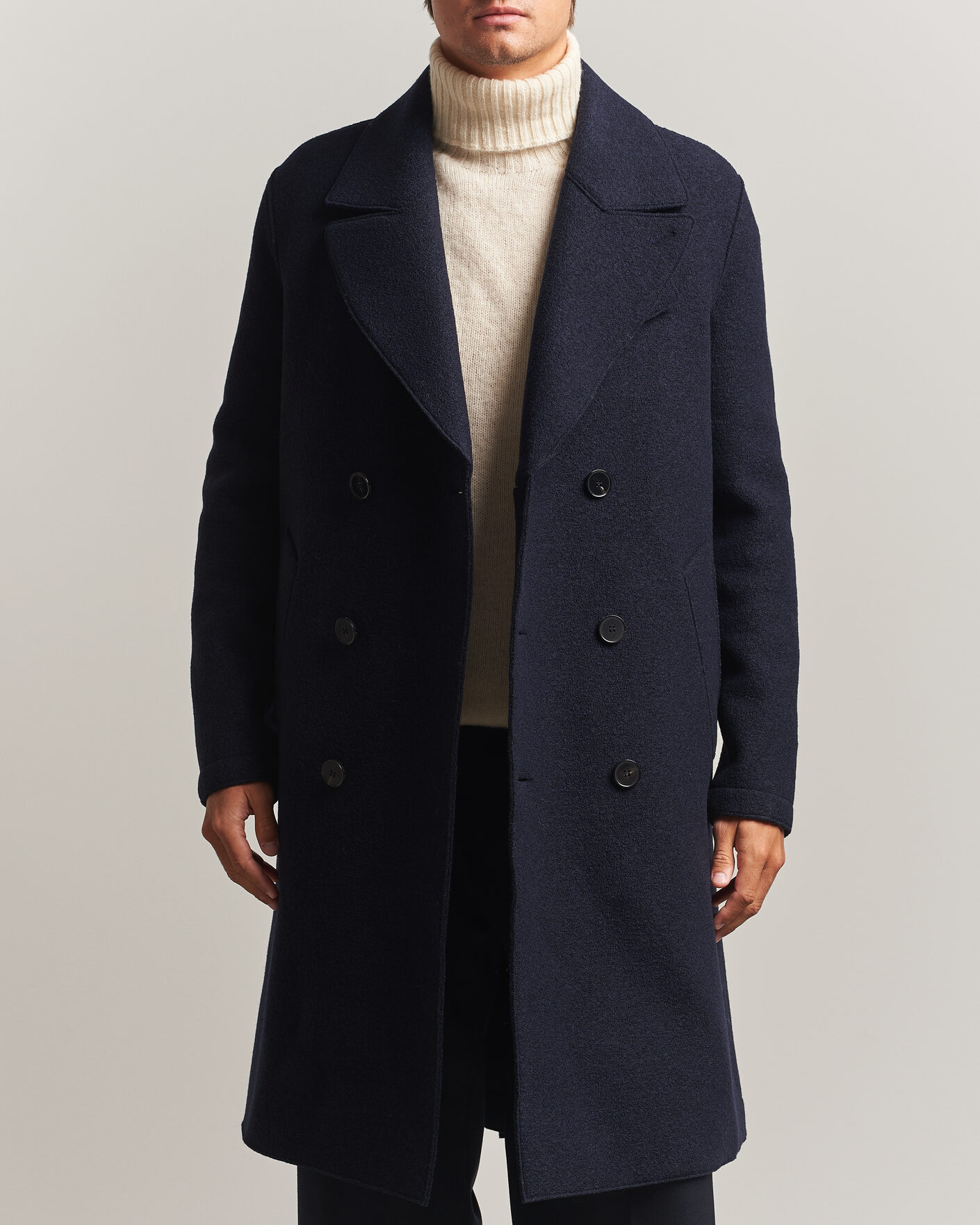 Heren | Jassen | Harris Wharf London | Pressed Wool Long Peacoat Navy Blue