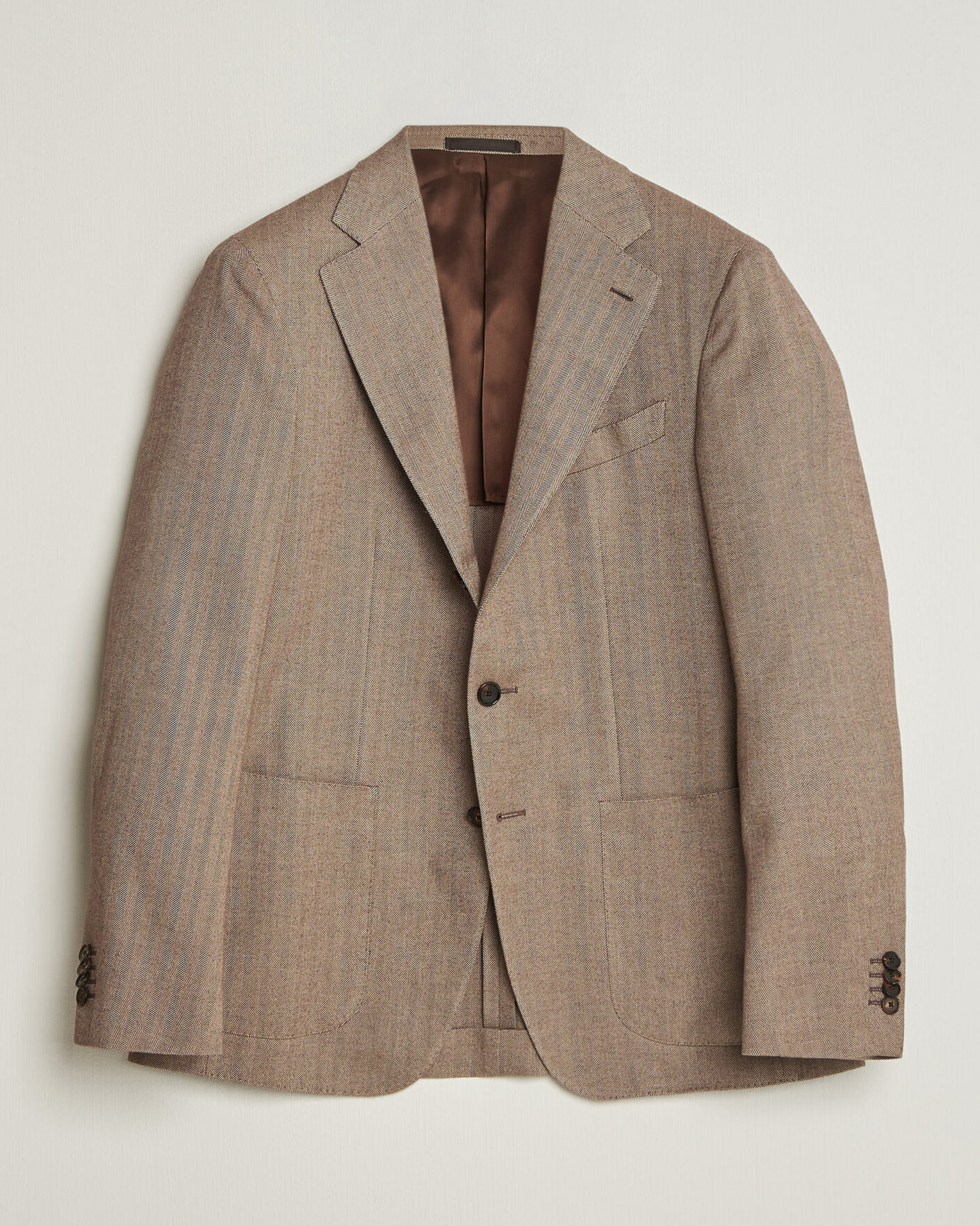 Heren | Blazers | Caruso | Aida Herringbone Cotton Flannel Blazer Beige