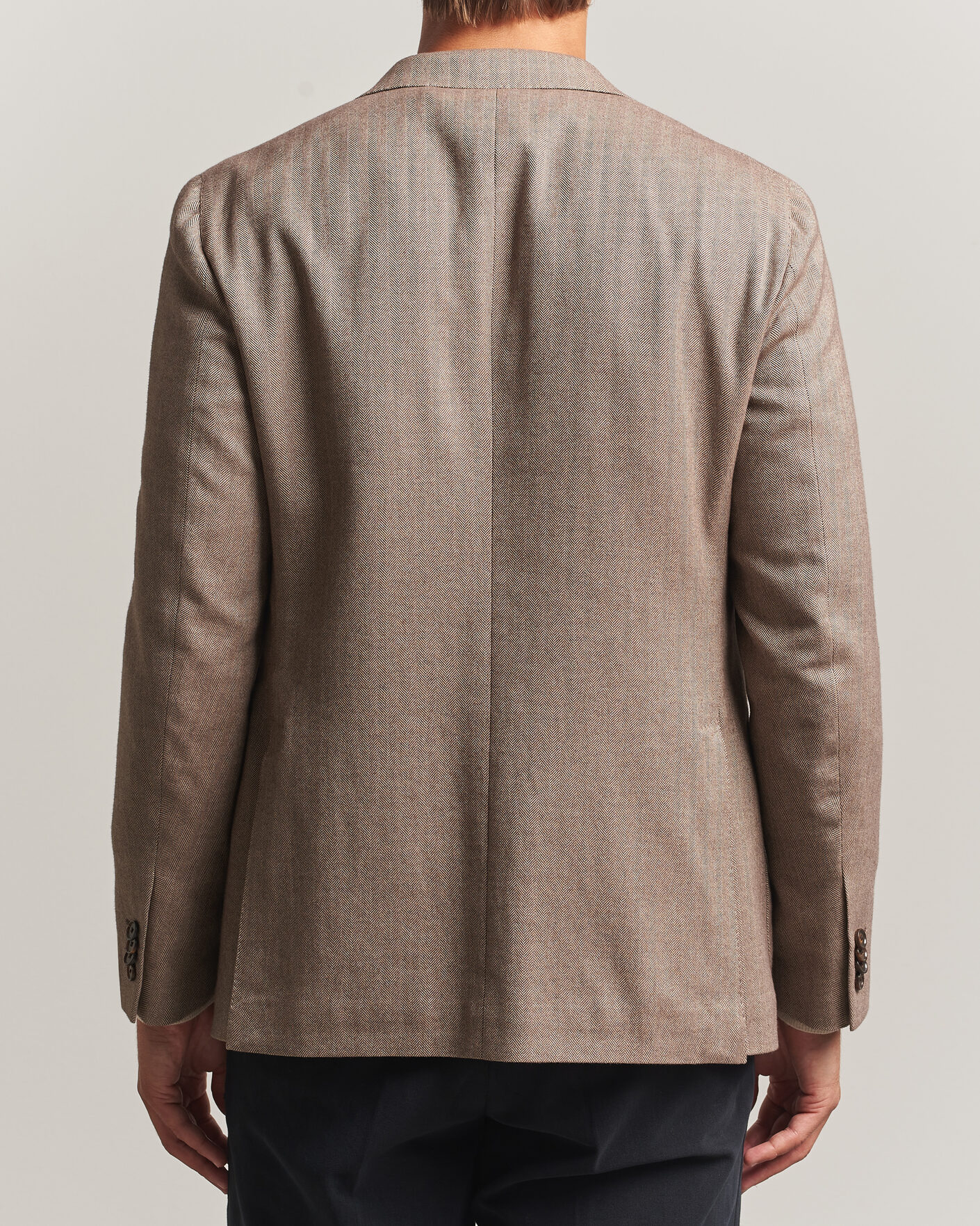 Heren | Blazers | Caruso | Aida Herringbone Cotton Flannel Blazer Beige