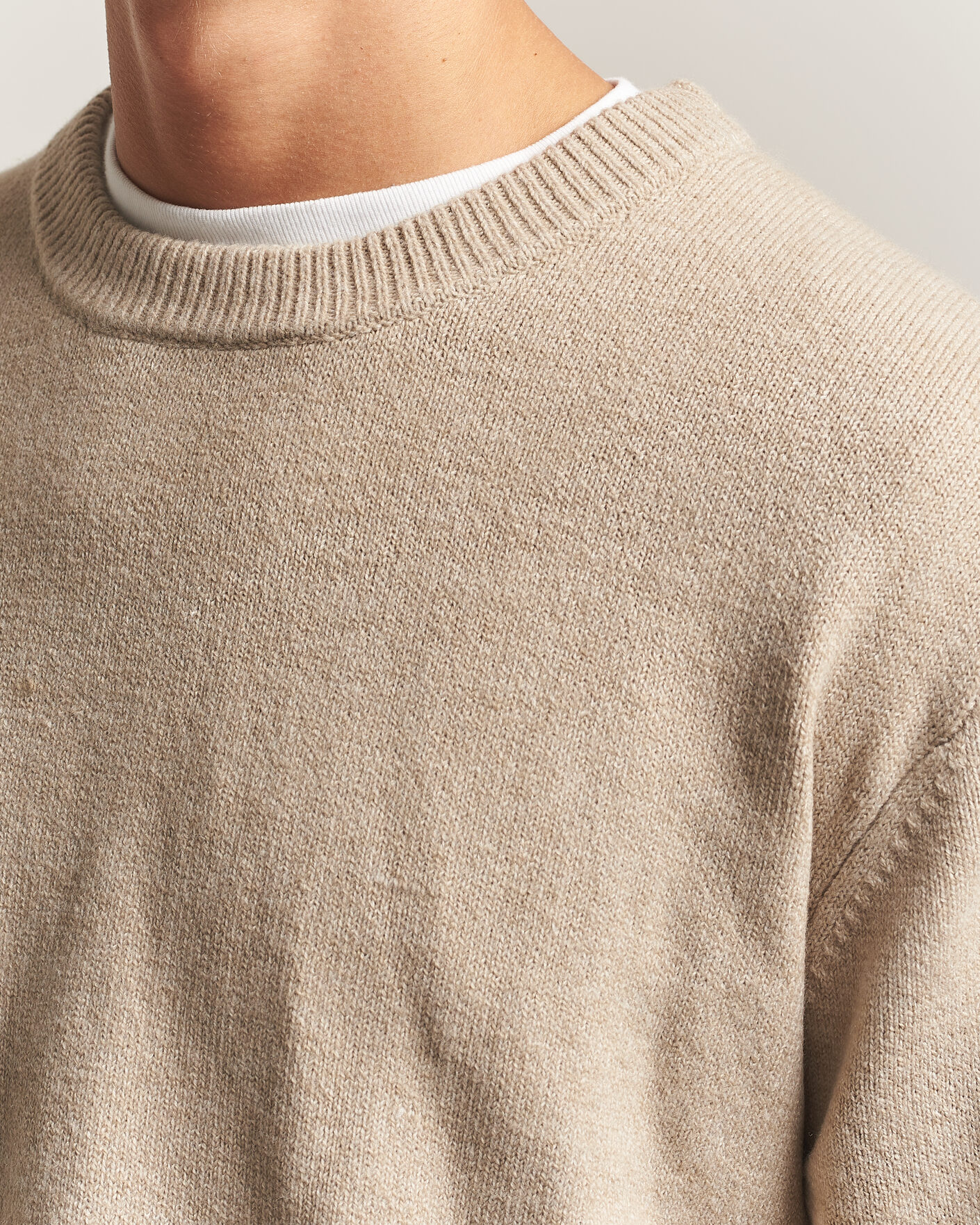 Heren | Truien | KnowledgeCotton Apparel | Knitted Crewneck Feather Grey