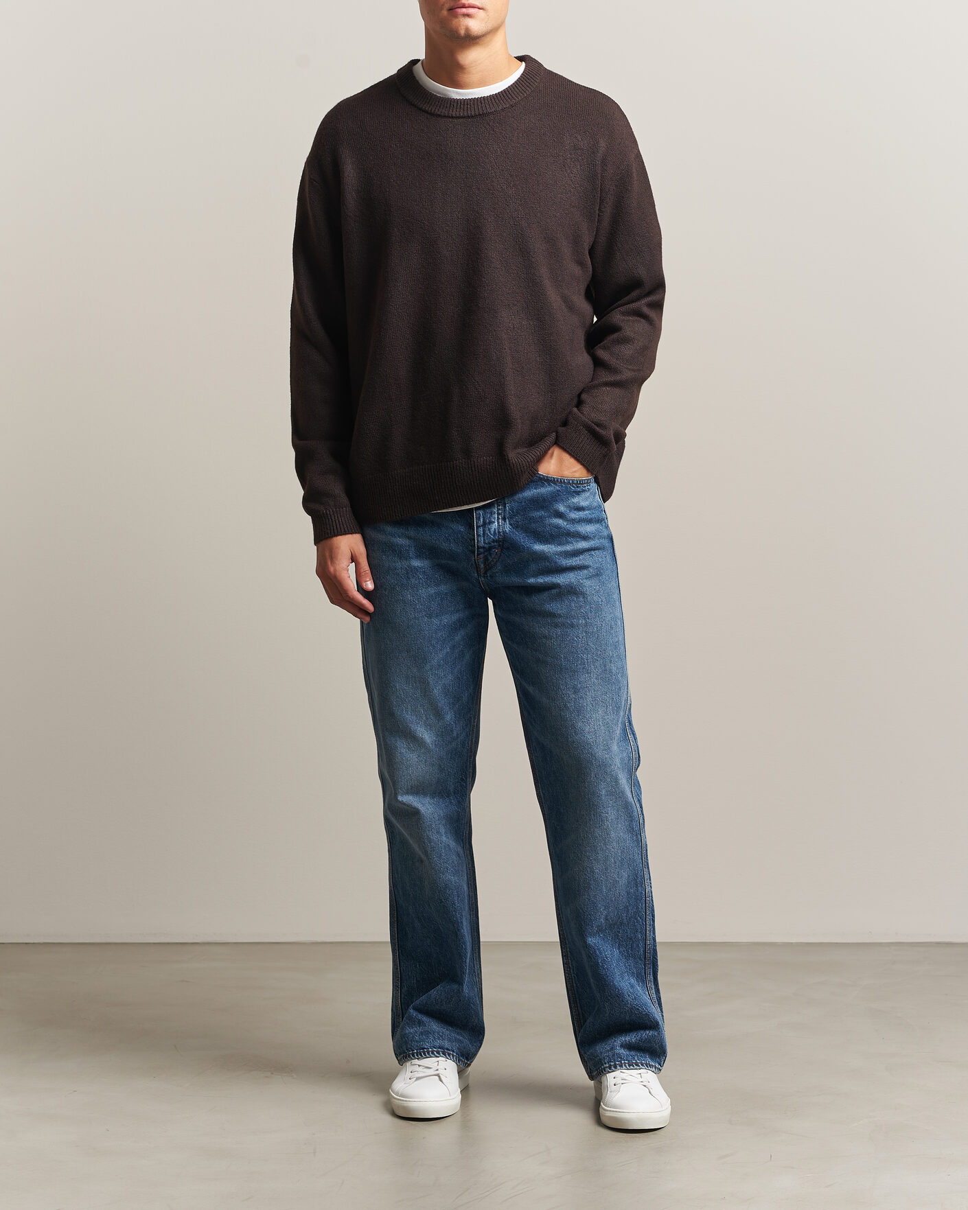 Heren | Truien | KnowledgeCotton Apparel | Knitted Crewneck Chocolate Tort