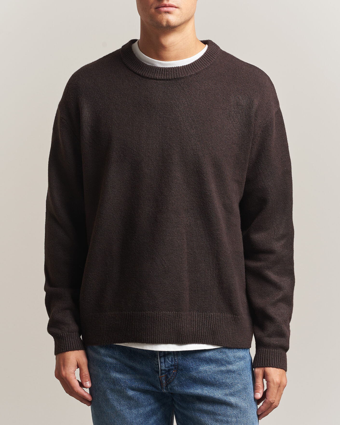 Heren | Truien | KnowledgeCotton Apparel | Knitted Crewneck Chocolate Tort