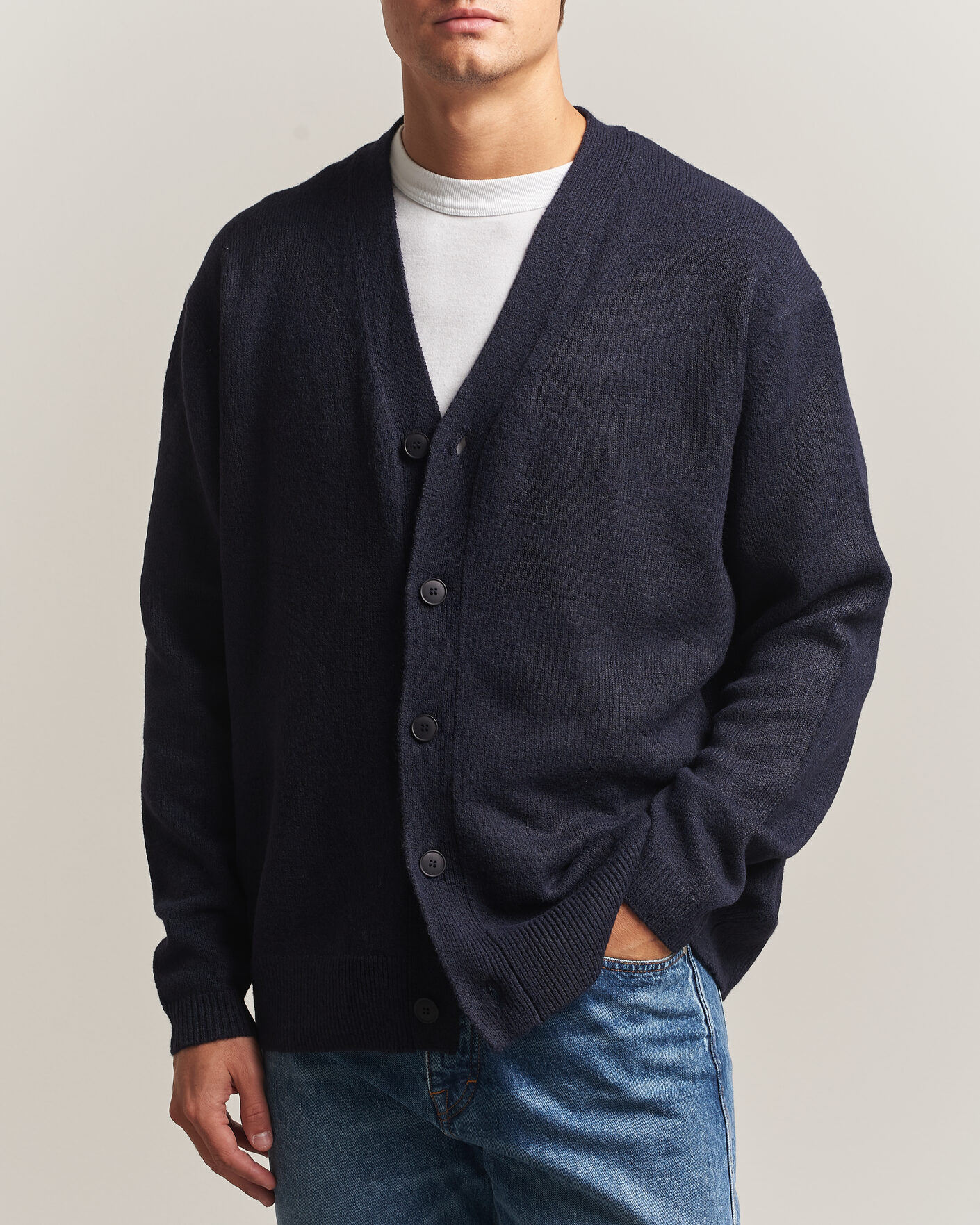 Heren | Truien | KnowledgeCotton Apparel | Knitted Cardigan Night Sky