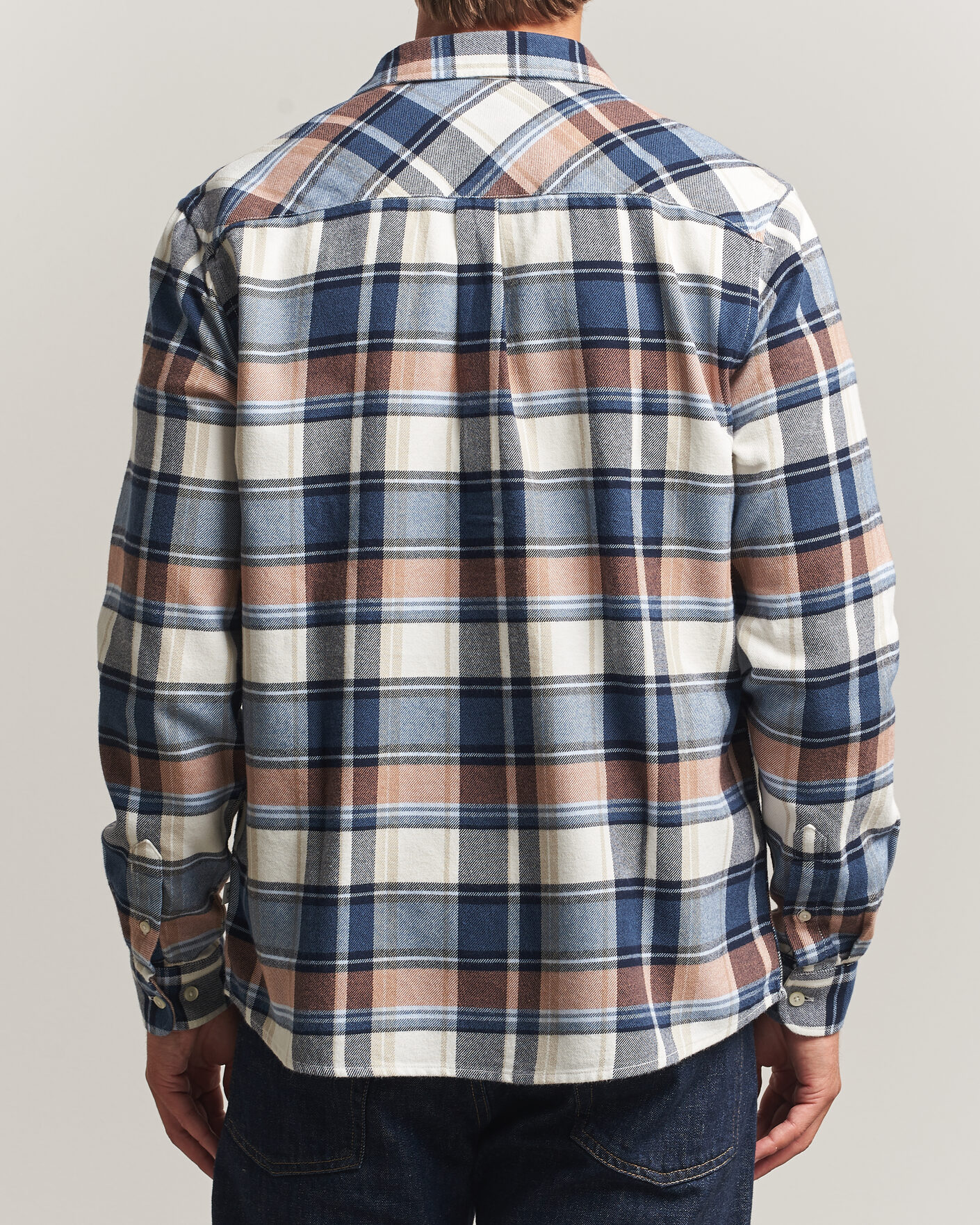 Heren | Overhemden | KnowledgeCotton Apparel | Regular Fit Check Melange Flannel Shirt Navy