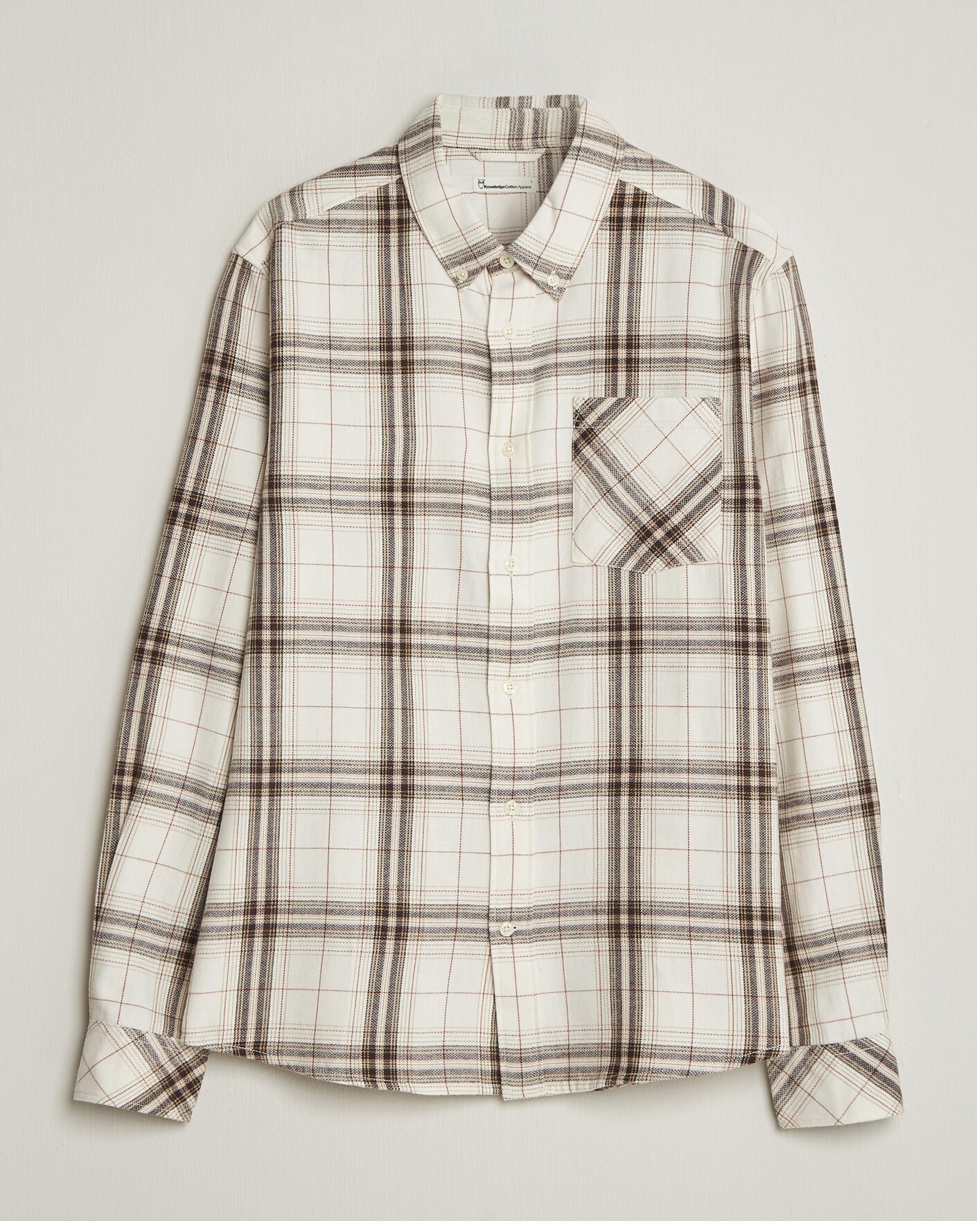 Heren | Overhemden | KnowledgeCotton Apparel | Regular Fit Check Melange Flannel Shirt Cream