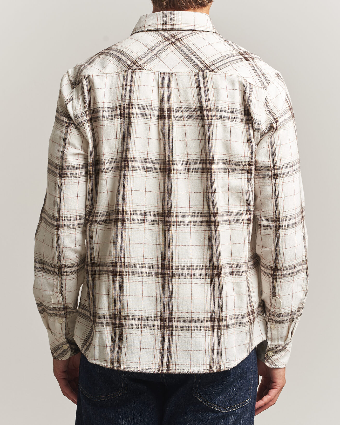 Heren | Overhemden | KnowledgeCotton Apparel | Regular Fit Check Melange Flannel Shirt Cream